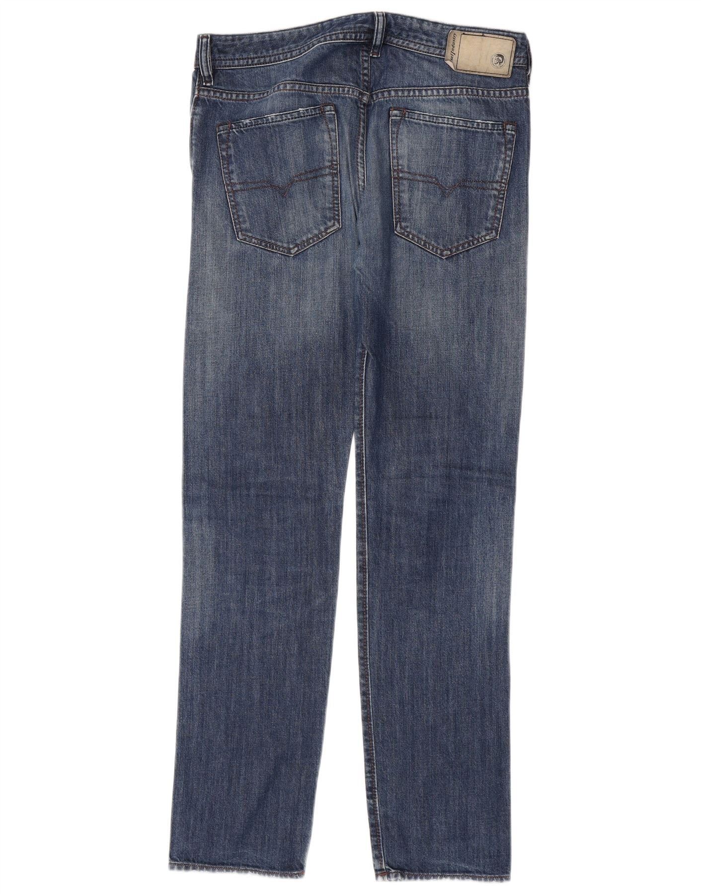 Diesel Mens Buster Regular Slim Tapered Jeans W30 L32 Blue Cotton Size US 30 / EU 46 - 2 Thumbnail