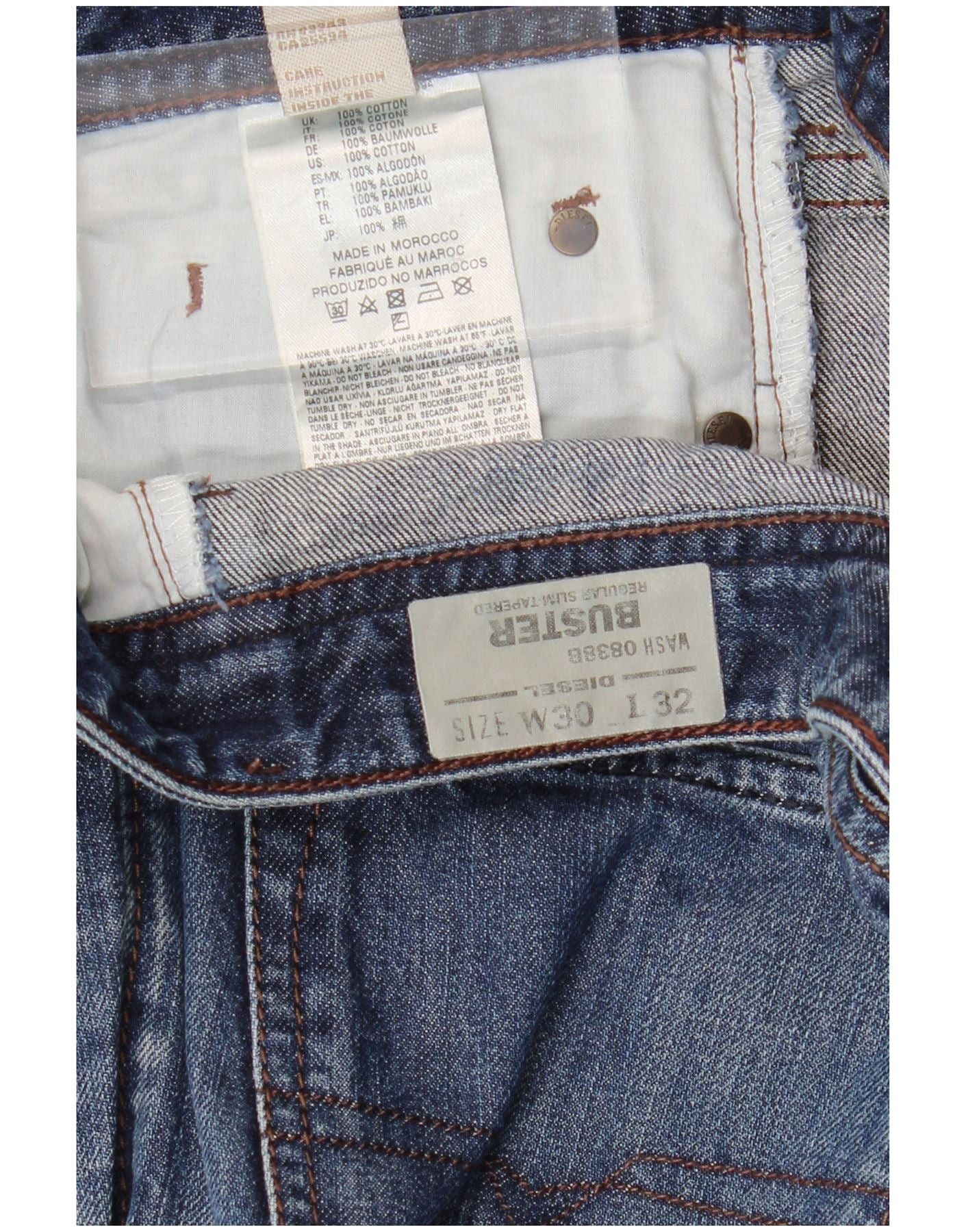 Diesel Mens Buster Regular Slim Tapered Jeans W30 L32 Blue Cotton Size US 30 / EU 46 - 3 Thumbnail