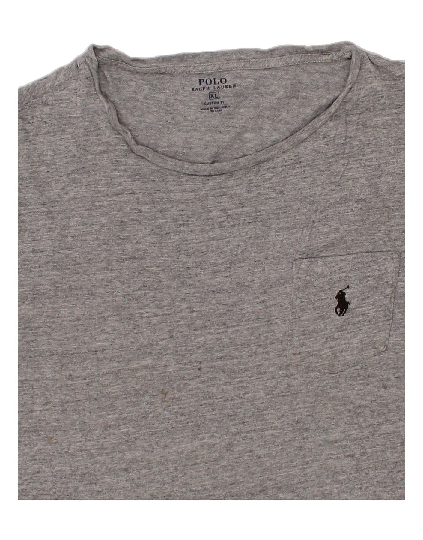 Polo Ralph Lauren Mens Custom Fit T-Shirt Top XL Grey Flecked Cotton Size US XL / EU 56 / 4 - 4 Thumbnail