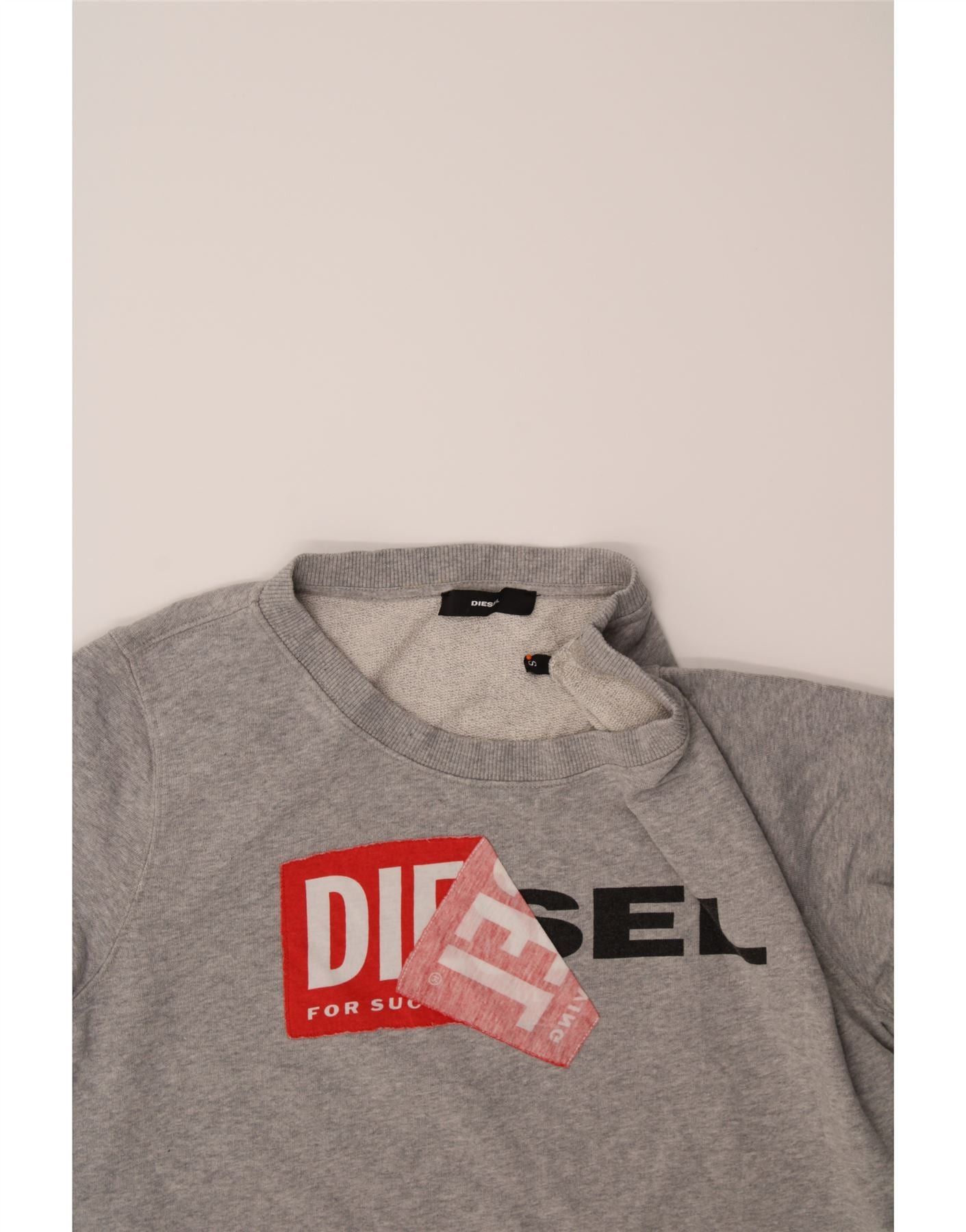 Diesel Womens Graphic Sweatshirt Jumper UK 10 Small Grey Cotton Size S / US 4 / IT 40 - 3 Thumbnail