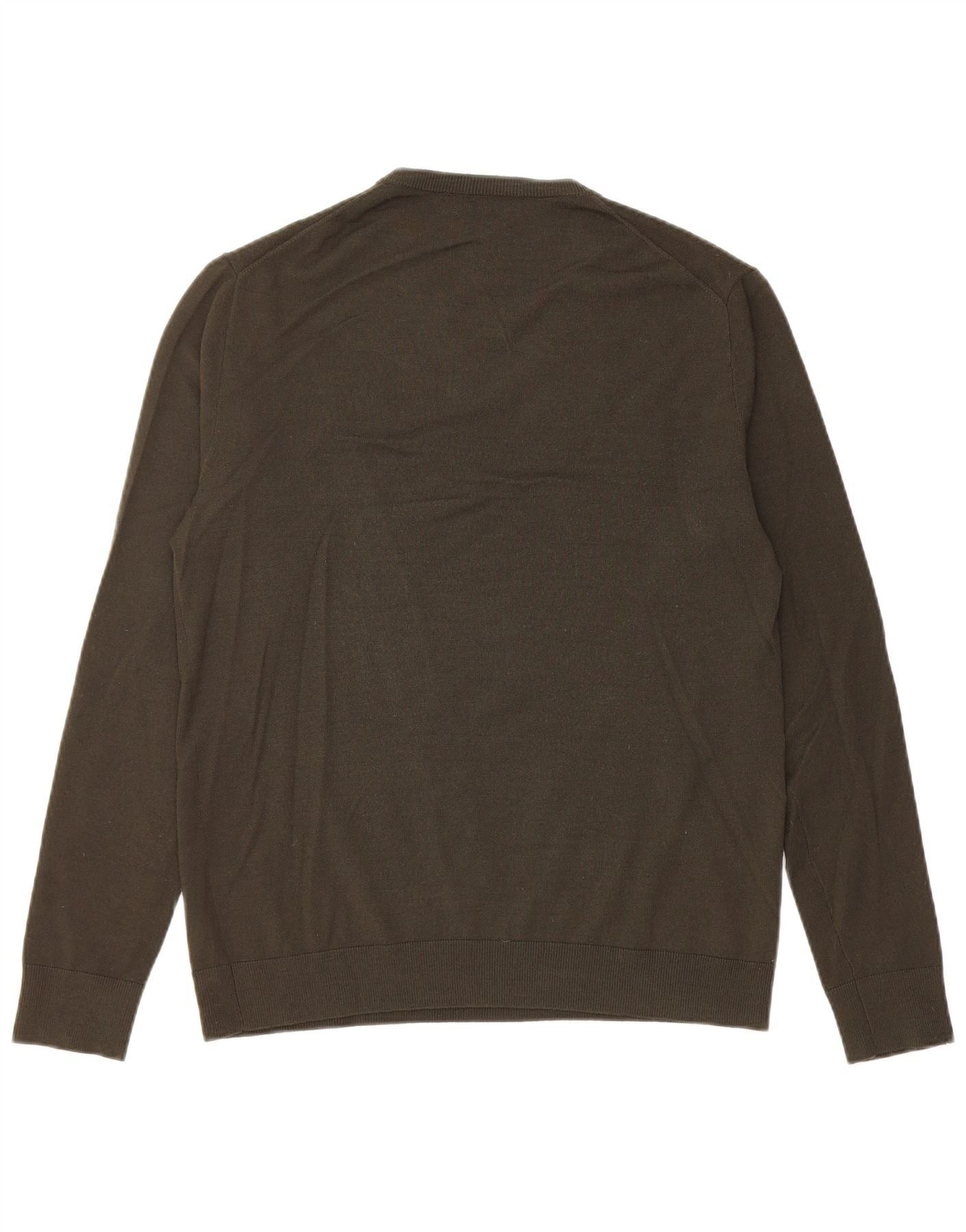 Polo Ralph Lauren Mens Slim Fit V-Neck Jumper Sweater Medium Khaki Wool Size US M / EU 48-50 / 2 - 2 Thumbnail