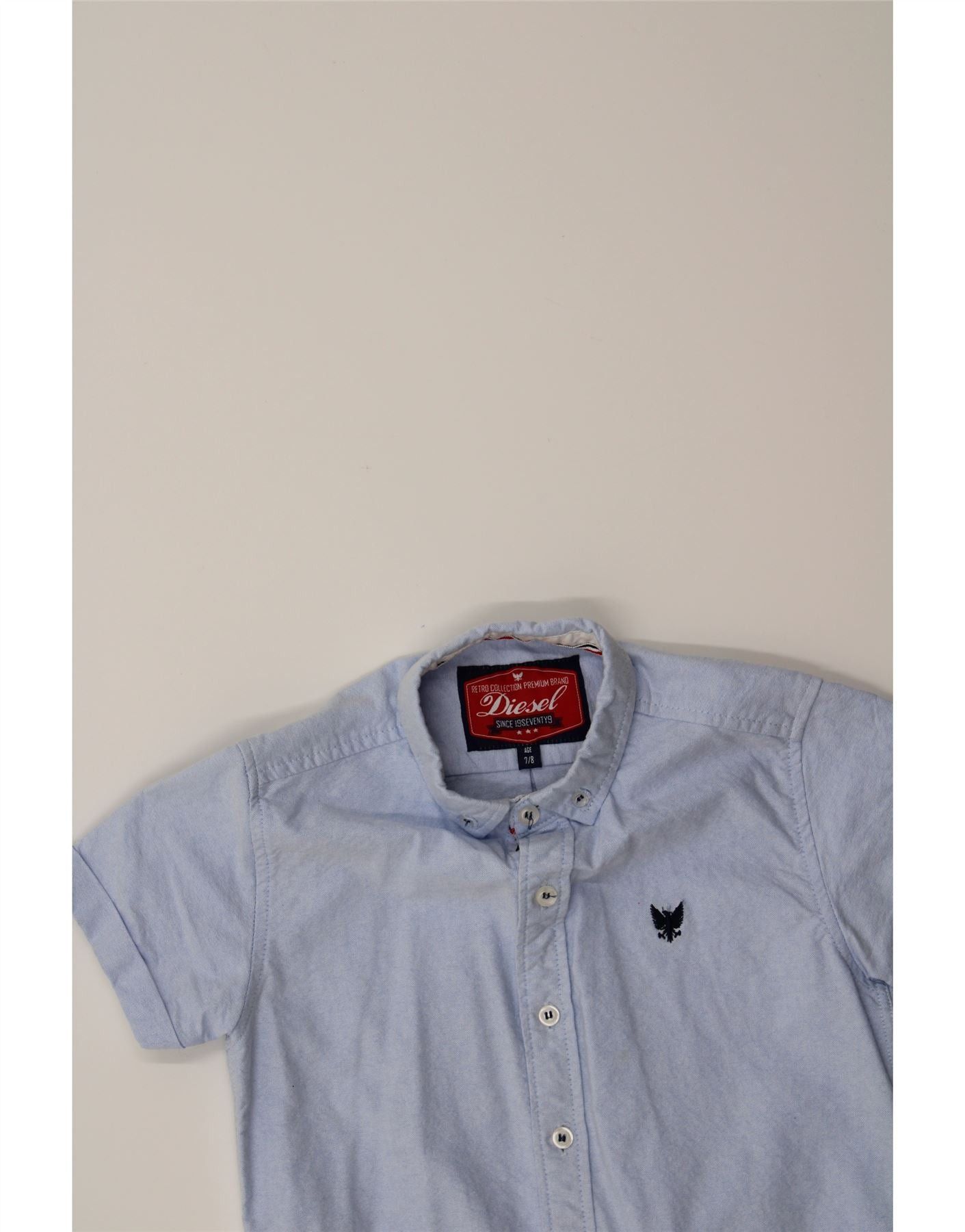 Diesel Boys Short Sleeve Shirt 7-8 Years Blue Cotton Size M / US 6-8 / IT 42-44 - 4 Thumbnail