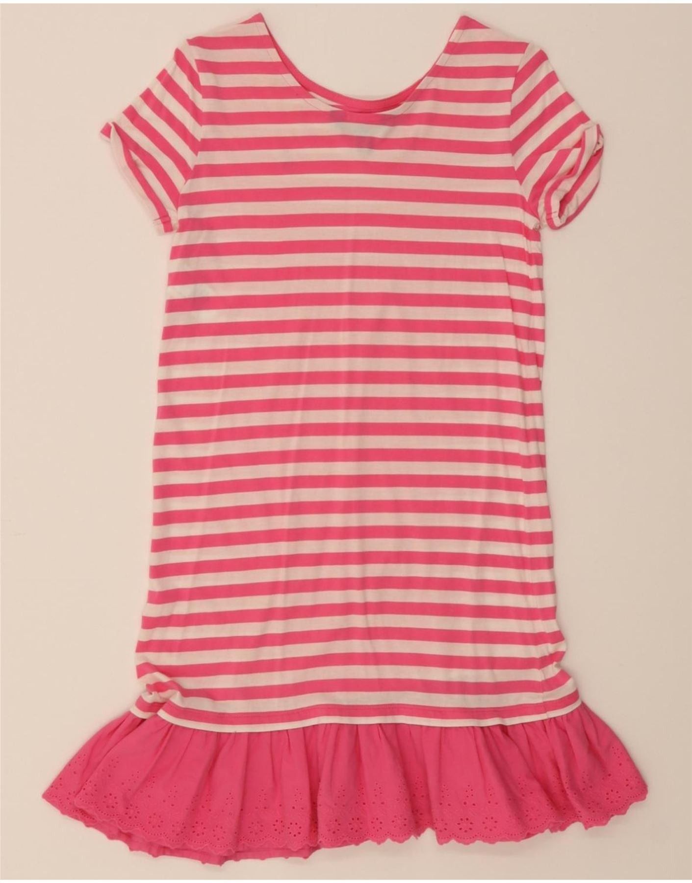 Polo Ralph Lauren Girls T-Shirt Dress 15-16 Years XL Pink Striped Cotton Size XL / US 12-14 / IT 48-50 - 2 Thumbnail