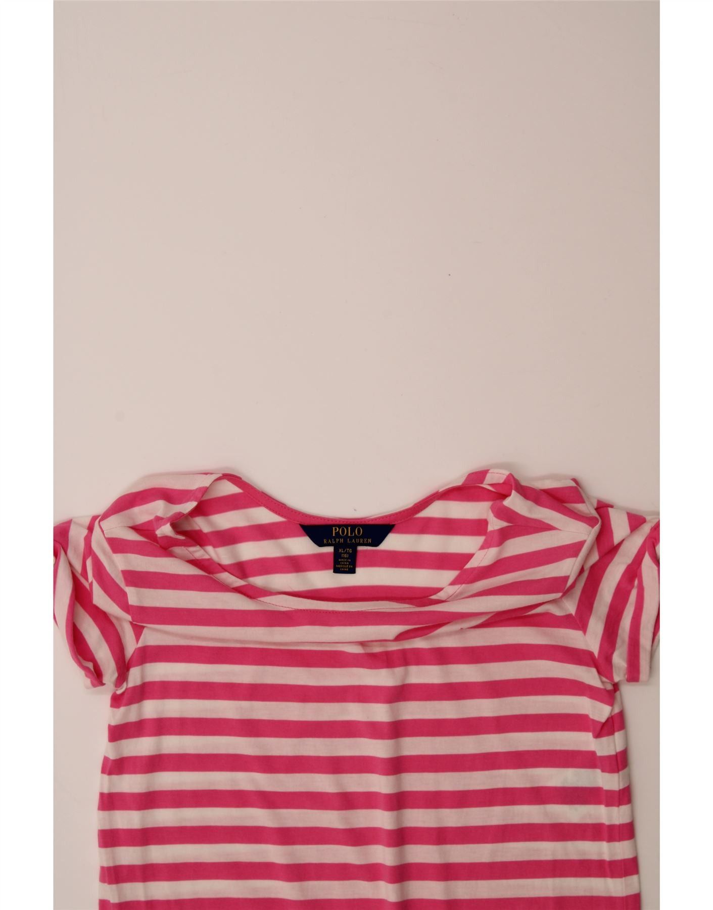 Polo Ralph Lauren Girls T-Shirt Dress 15-16 Years XL Pink Striped Cotton Size XL / US 12-14 / IT 48-50 - 3 Thumbnail