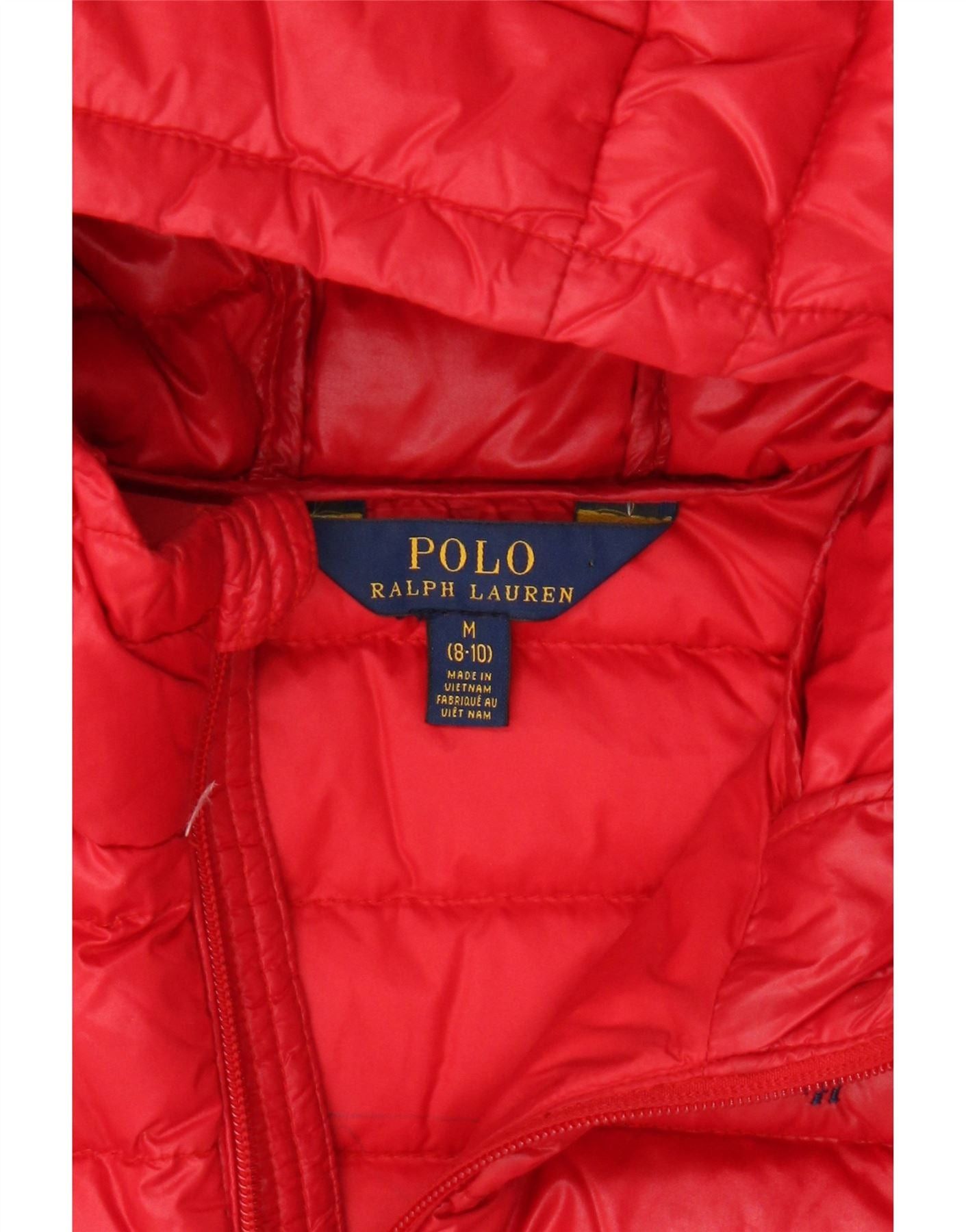 Polo Ralph Lauren Girls Graphic Hooded Padded Jacket 8-9 Years Medium Red Size S / US 4 / IT 40 - 8 Thumbnail