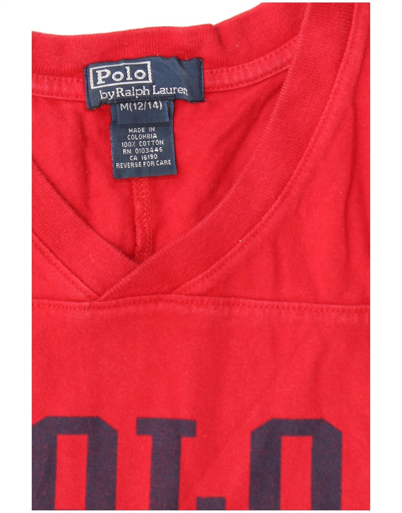 Polo Ralph Lauren Girls Graphic Top Long Sleeve 12-13 Years Medium Red Size M / US 6-8 / IT 42-44 - 3 Thumbnail