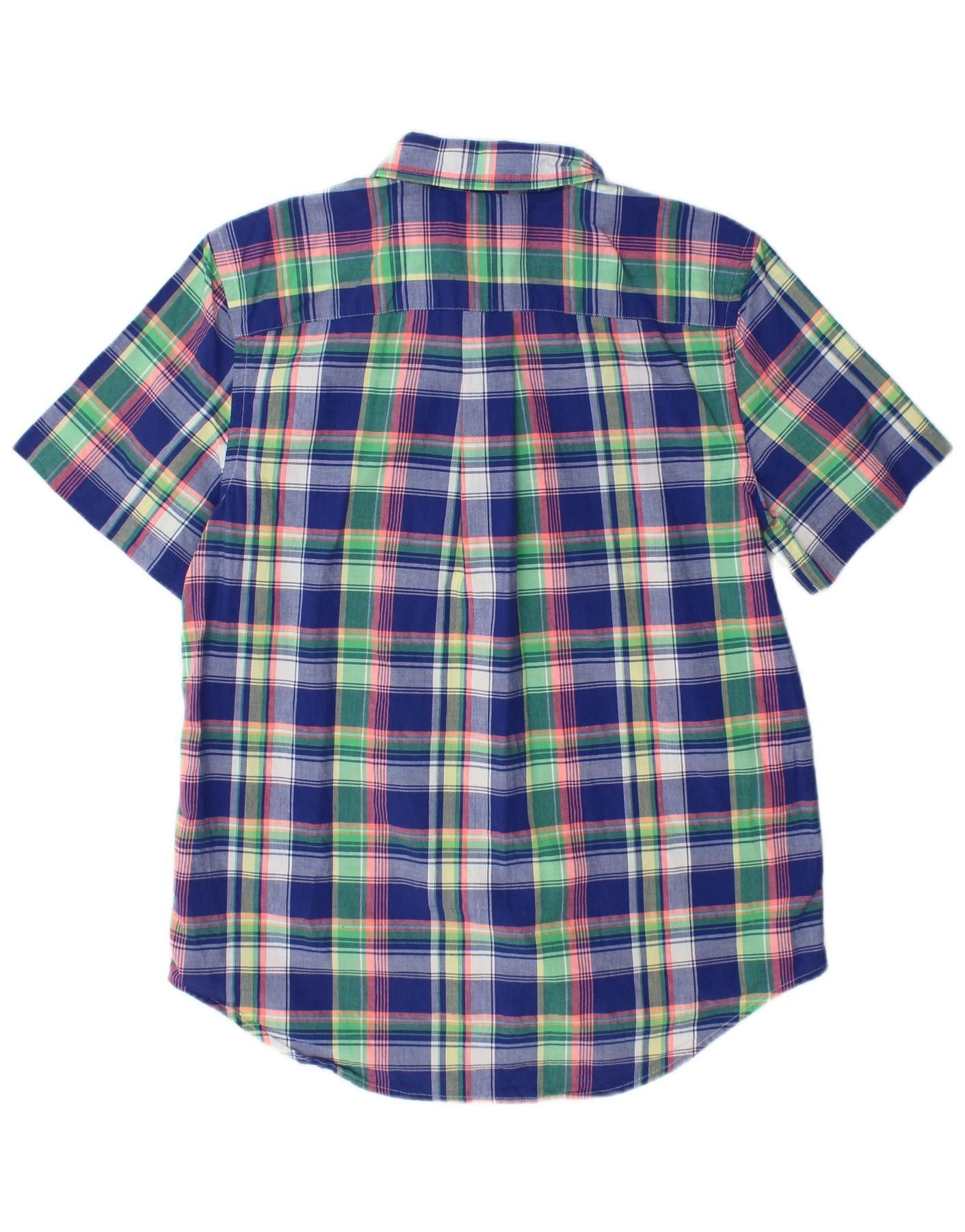 Ralph Lauren Boys Short Sleeve Flannel Shirt 15-16 Years XL Blue Check Size XL / US 12-14 / IT 48-50 - 2 Thumbnail