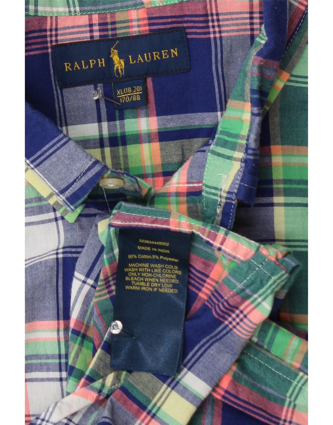 Ralph Lauren Boys Short Sleeve Flannel Shirt 15-16 Years XL Blue Check Size XL / US 12-14 / IT 48-50 - 3 Thumbnail