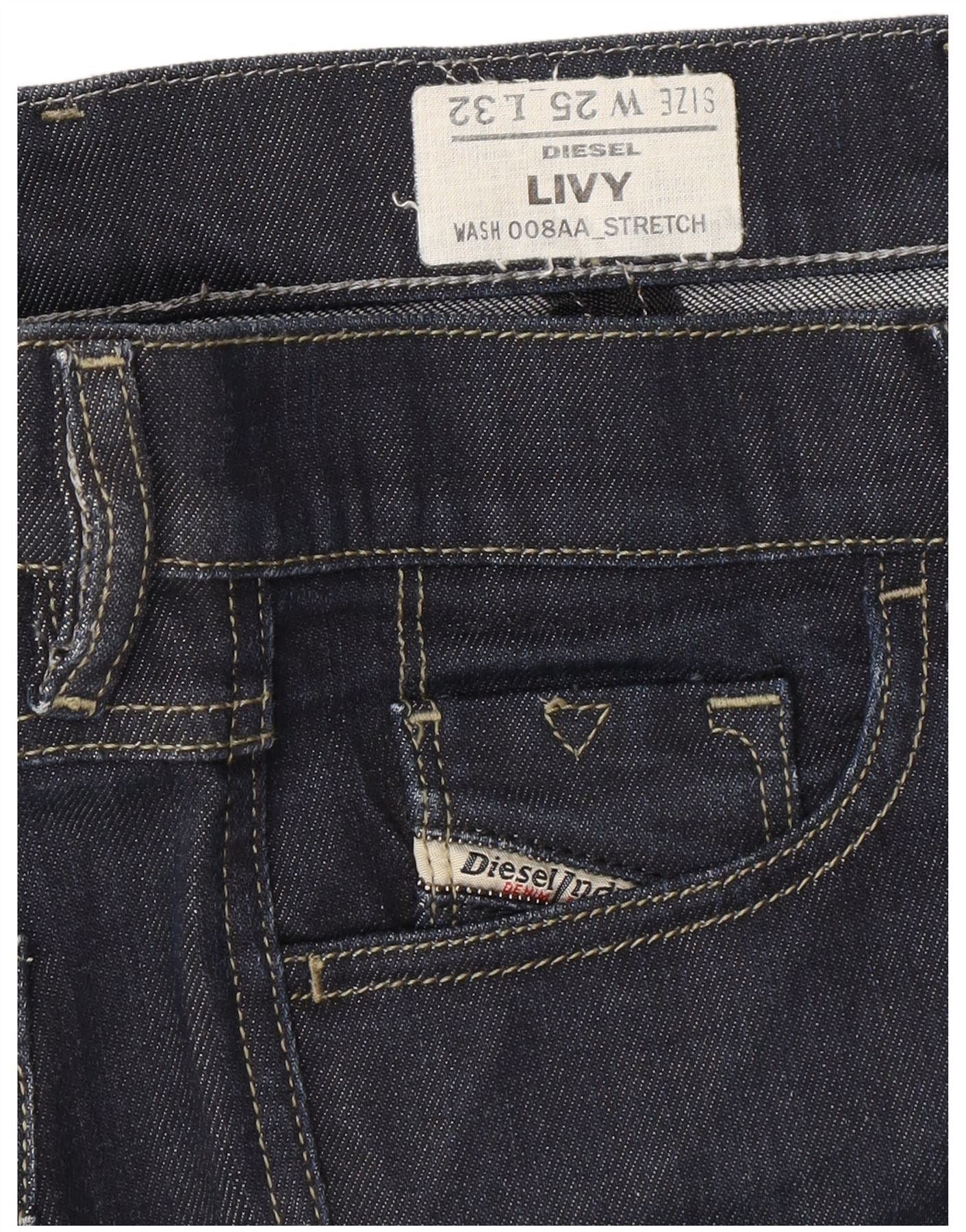 Diesel Womens Livy Slim Jeans W25 L32 Navy Blue Cotton Size 42" / US 20 - 4 Thumbnail