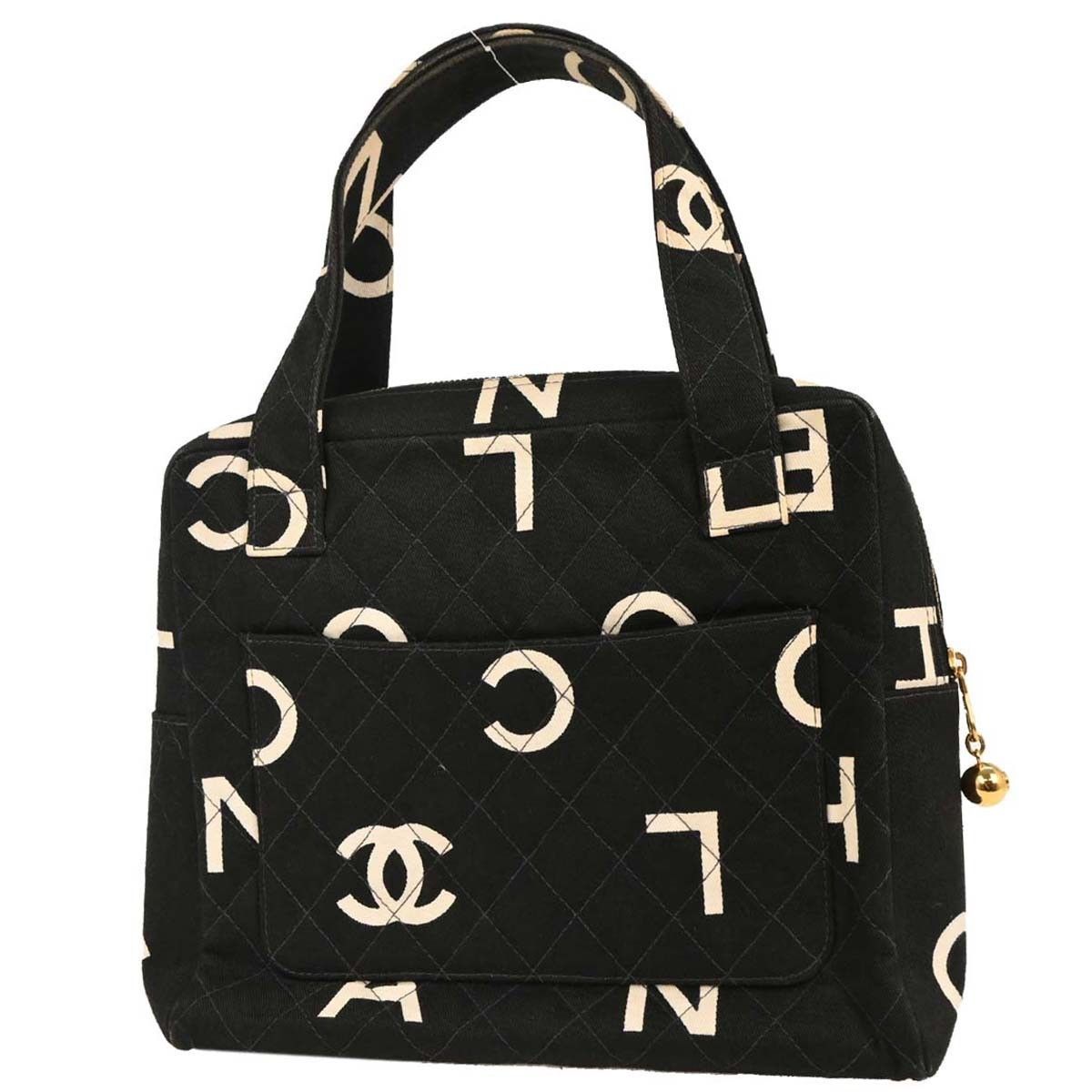 Chanel Chanel Vintage Coco Logo Zip Around Handle Bag Quilted Printed Canvas Size ONE SIZE - 2 Thumbnail
