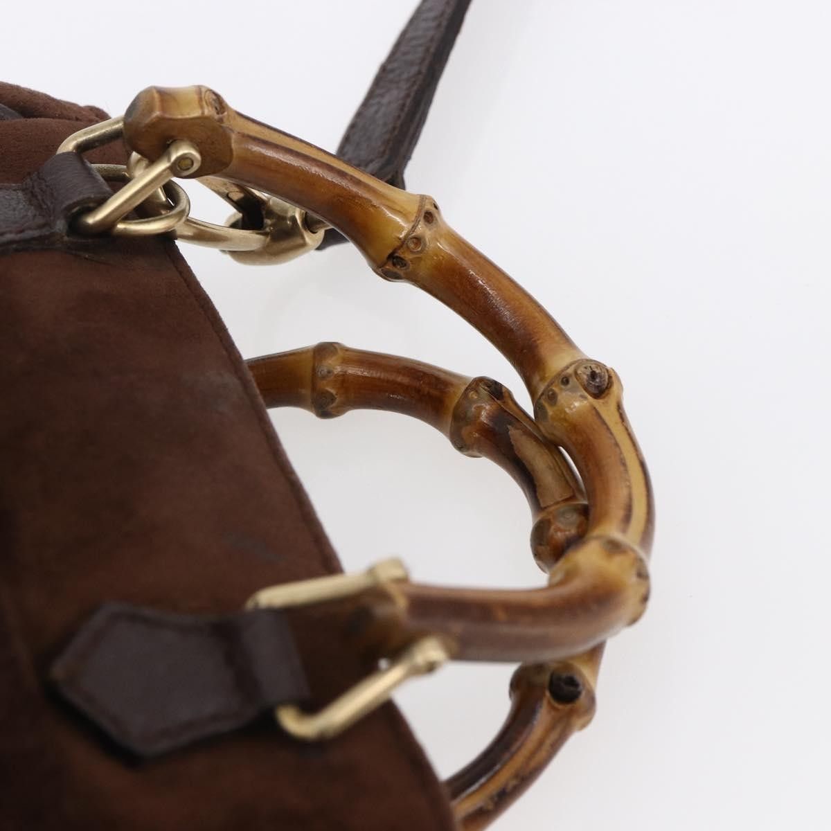 Gucci Gucci Vintage Bamboo Front Pocket Tote Suede Size ONE SIZE - 17 Thumbnail