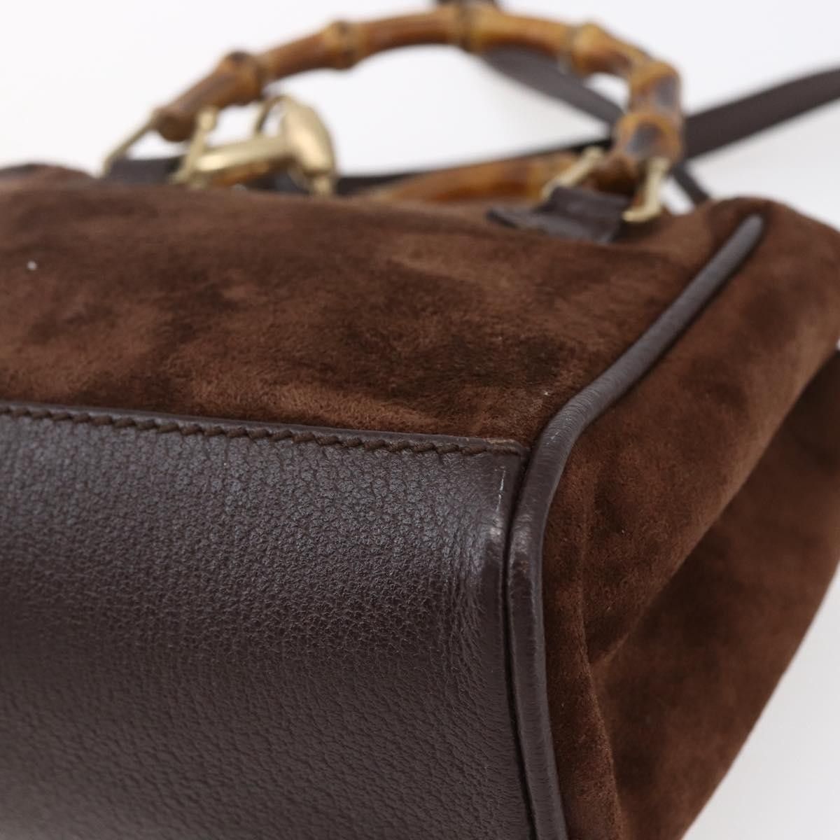 Gucci Gucci Vintage Bamboo Front Pocket Tote Suede Size ONE SIZE - 12 Thumbnail