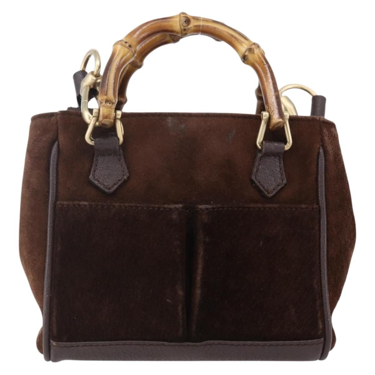 Gucci Gucci Vintage Bamboo Front Pocket Tote Suede Size ONE SIZE - 18 Thumbnail