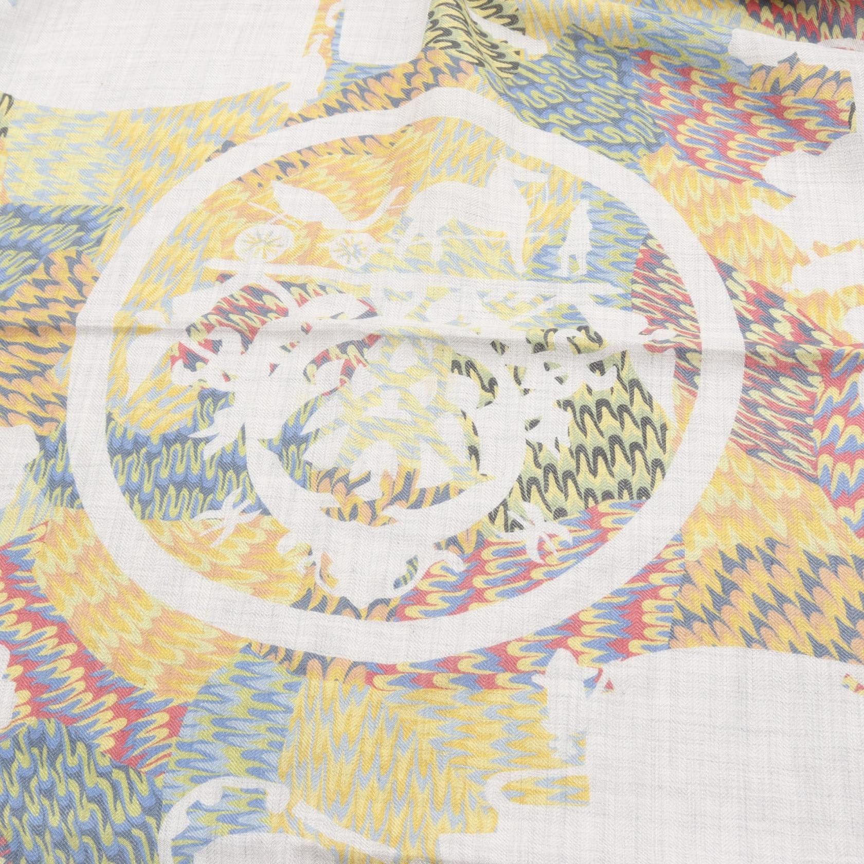Hermes Hermes Hermes MARBLE EX-LIBRIS Silk Cashmere Scarf Leather Scarf DUTY FREE for USA Size ONE SIZE - 6 Thumbnail