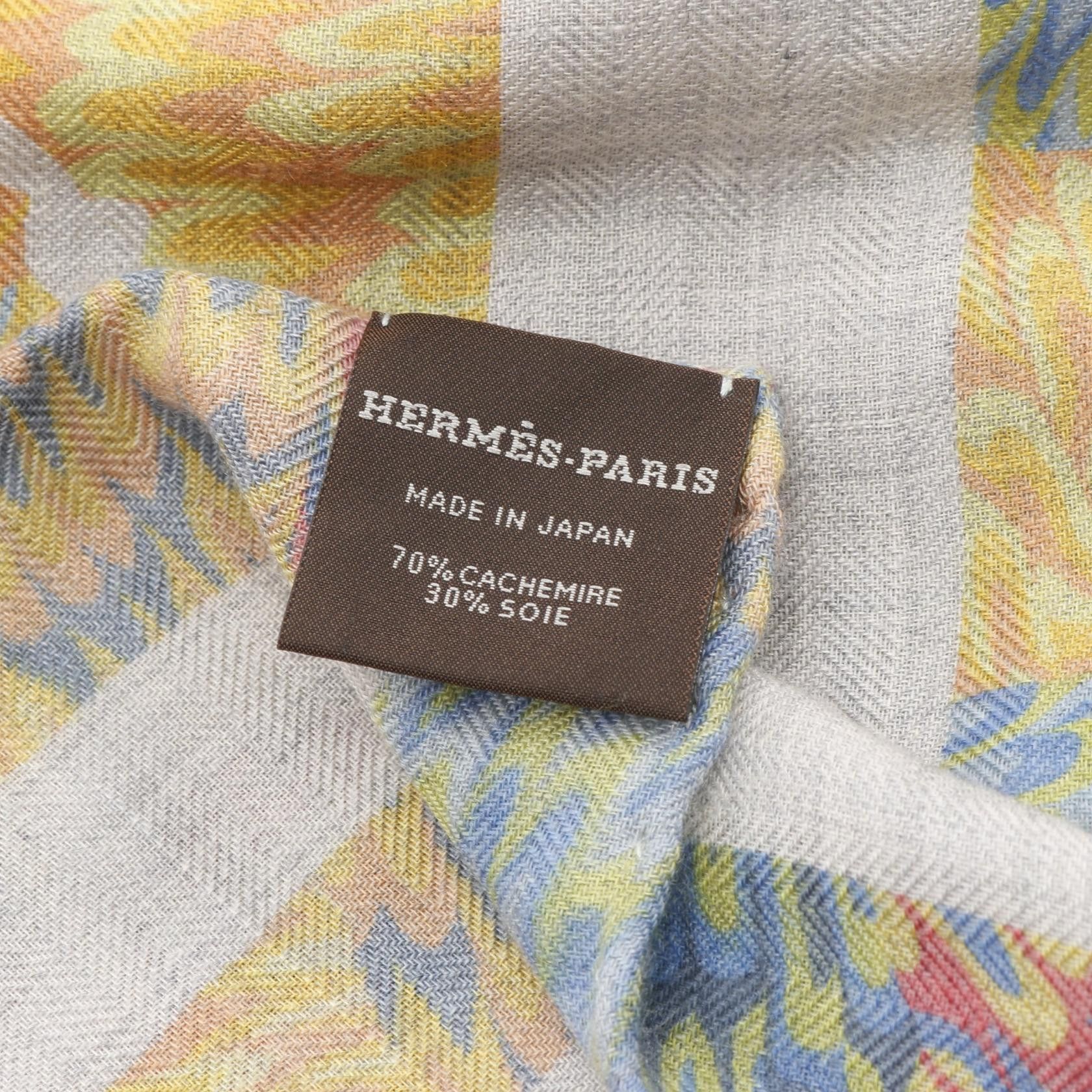 Hermes Hermes Hermes MARBLE EX-LIBRIS Silk Cashmere Scarf Leather Scarf DUTY FREE for USA Size ONE SIZE - 3 Thumbnail