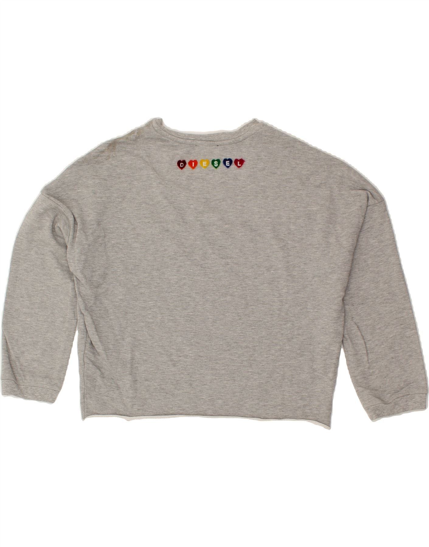 Diesel Womens Crop Sweatshirt Jumper UK 6 XS Grey Cotton Size XS / US 0-2 / IT 36-38 - 2 Thumbnail