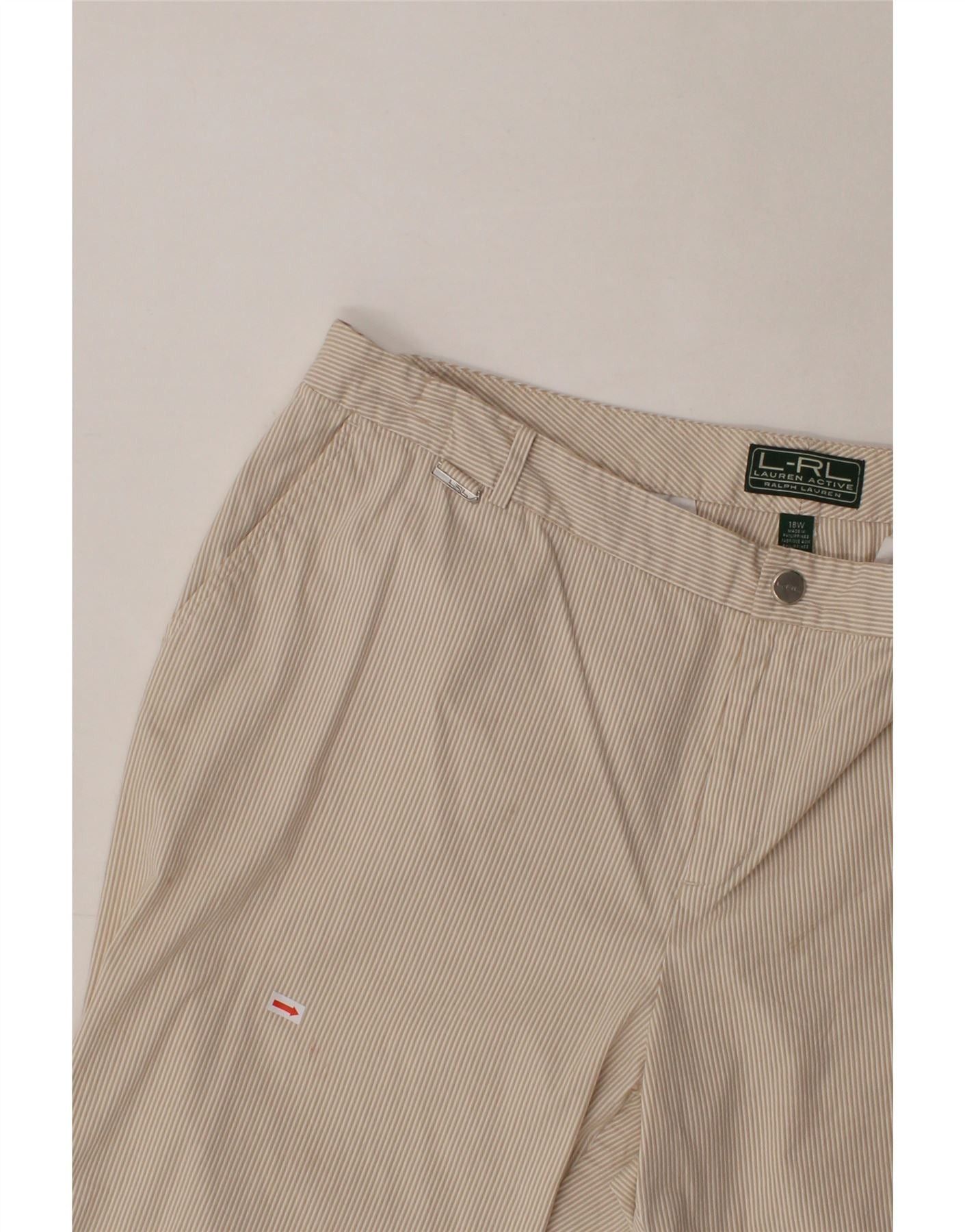 Ralph Lauren Womens Chino Shorts US 18 2XL W36 Beige Pinstripe Cotton Size 40" / US 18 - 3 Thumbnail