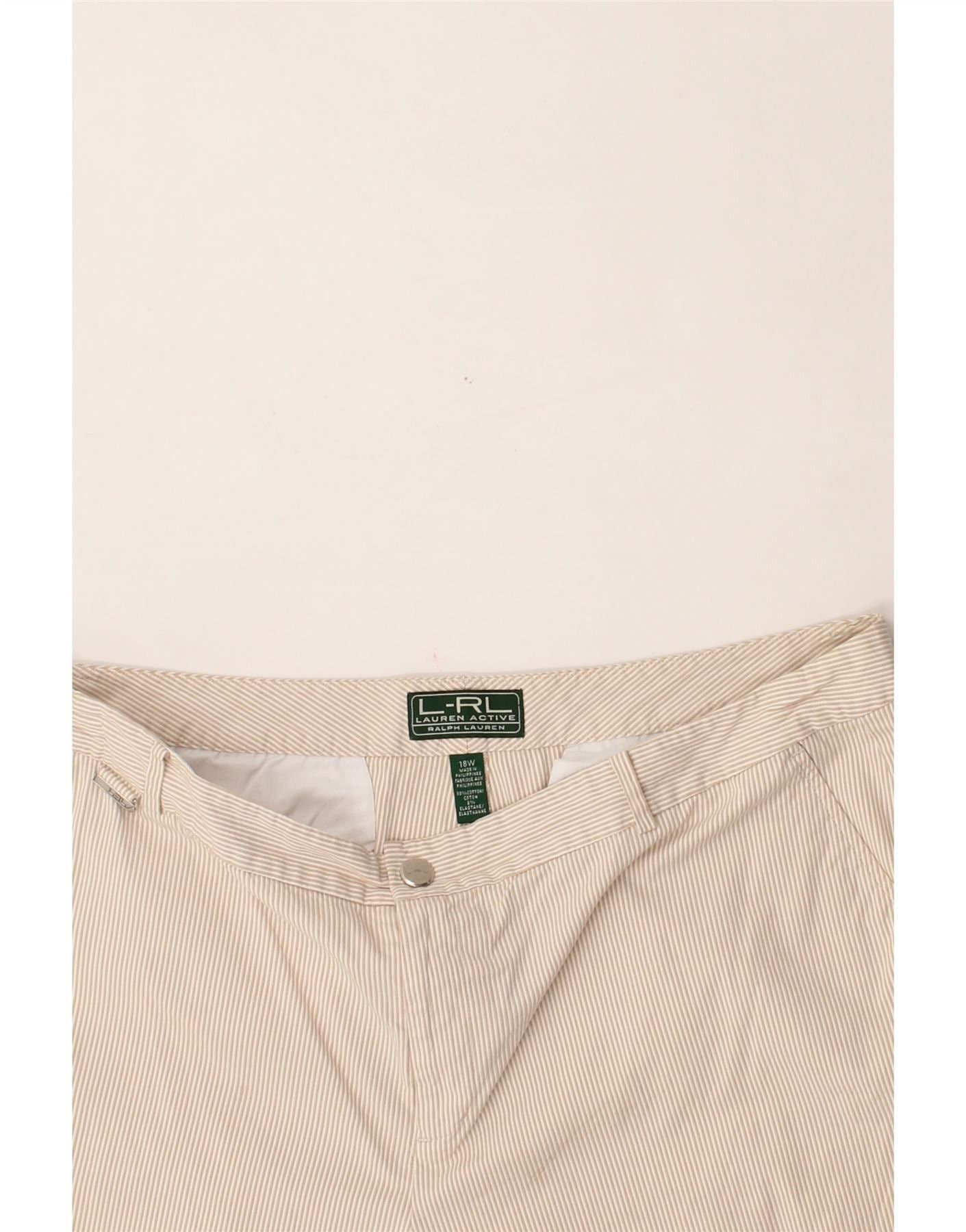 Ralph Lauren Womens Chino Shorts US 18 2XL W36 Beige Pinstripe Cotton Size 40" / US 18 - 4 Thumbnail