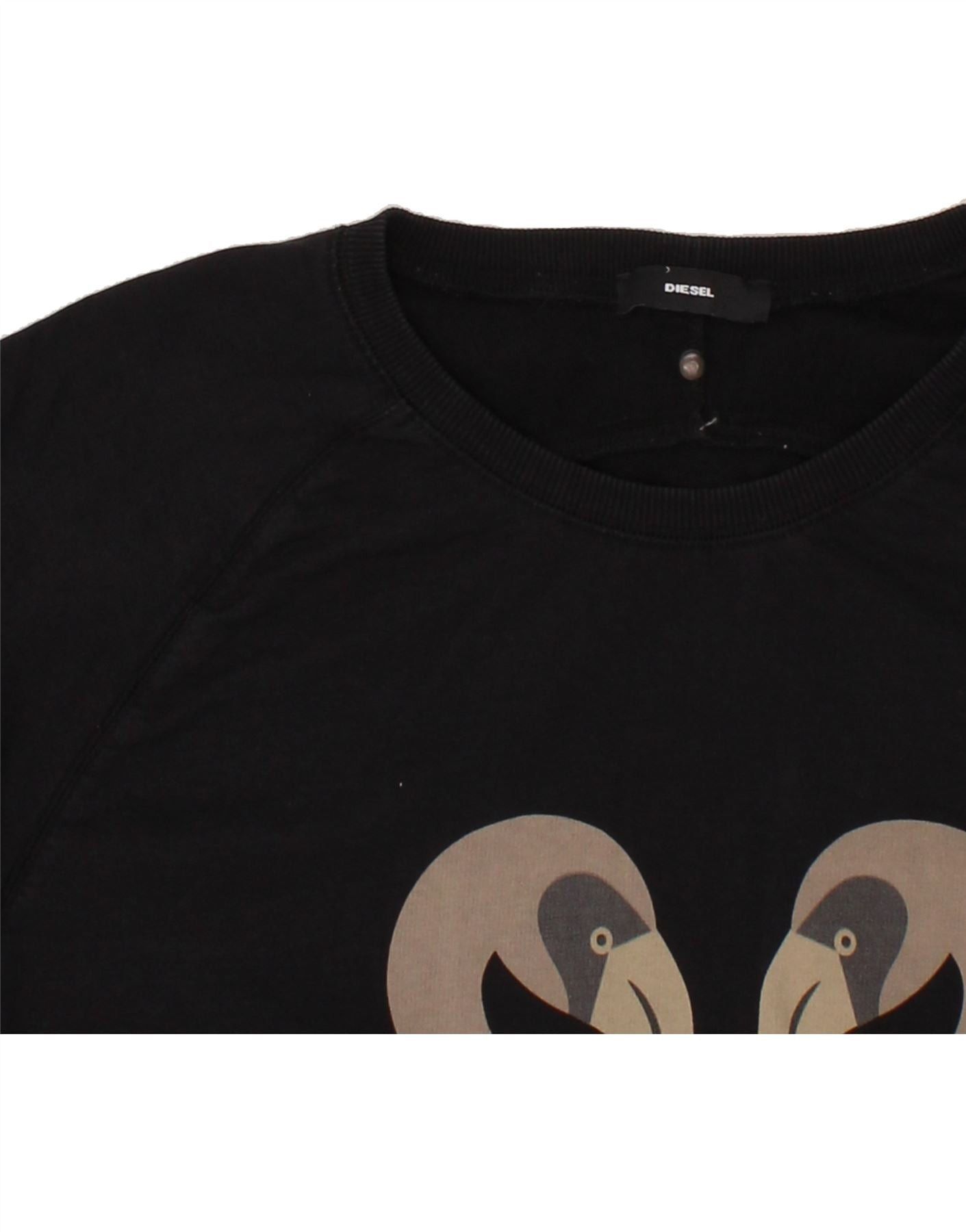 Diesel Womens Overd Graphic Sweatshirt Jumper UK 10 Small Black Cot Size S / US 4 / IT 40 - 3 Thumbnail
