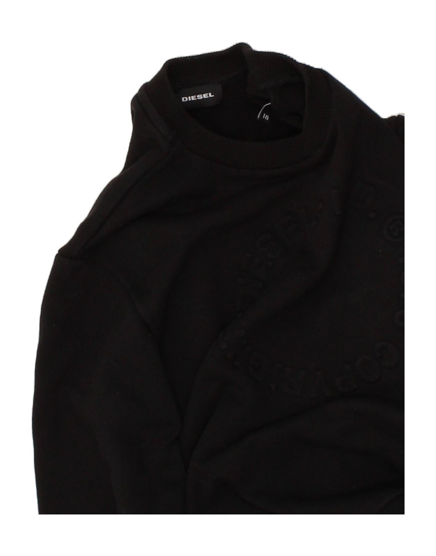 Diesel Boys Graphic Sweatshirt Jumper 9-10 Years Black Cotton Size M / US 6-8 / IT 42-44 - 3 Thumbnail