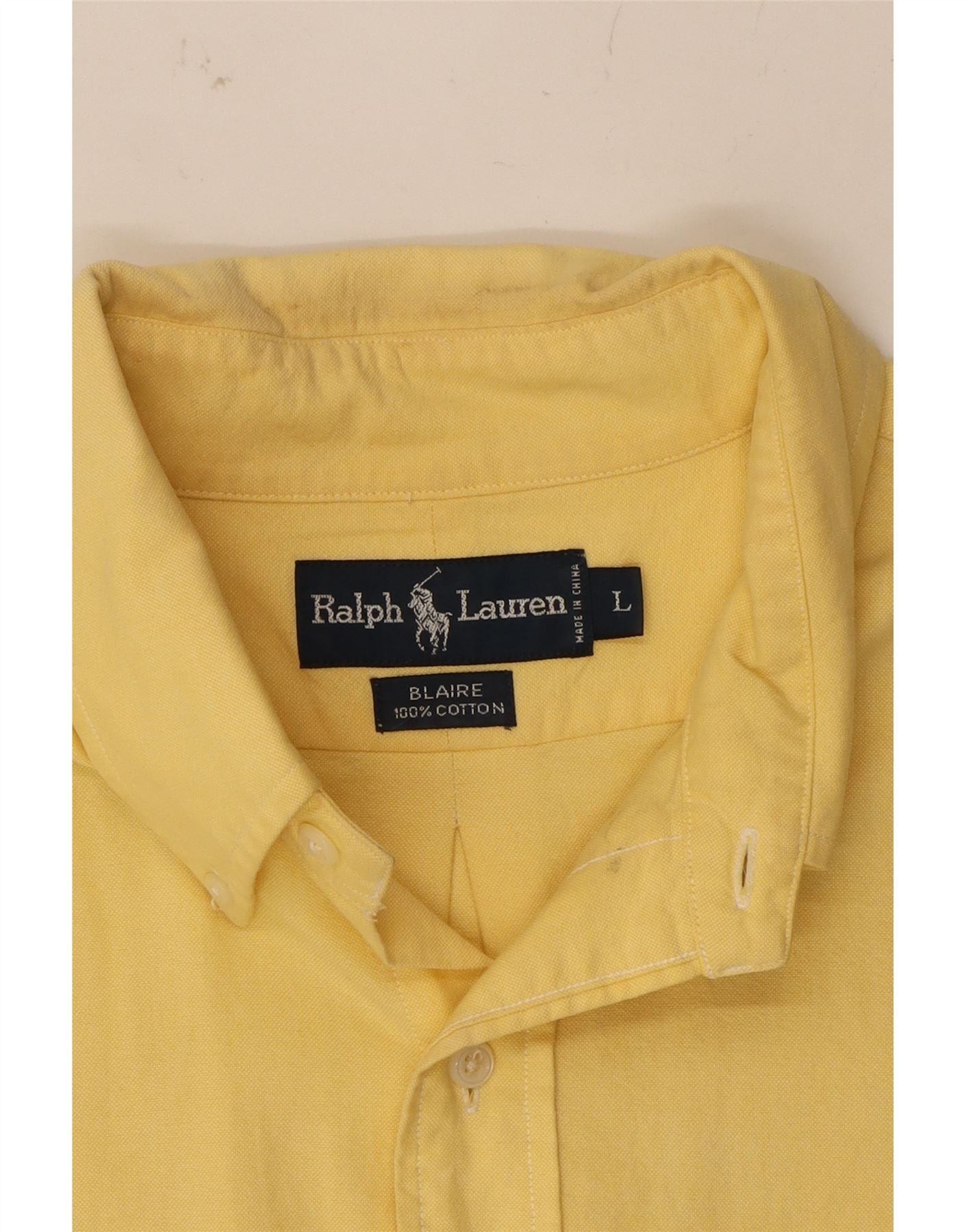 Ralph Lauren Mens Blaire Short Sleeve Shirt Large Yellow Cotton Size US L / EU 52-54 / 3 - 4 Thumbnail