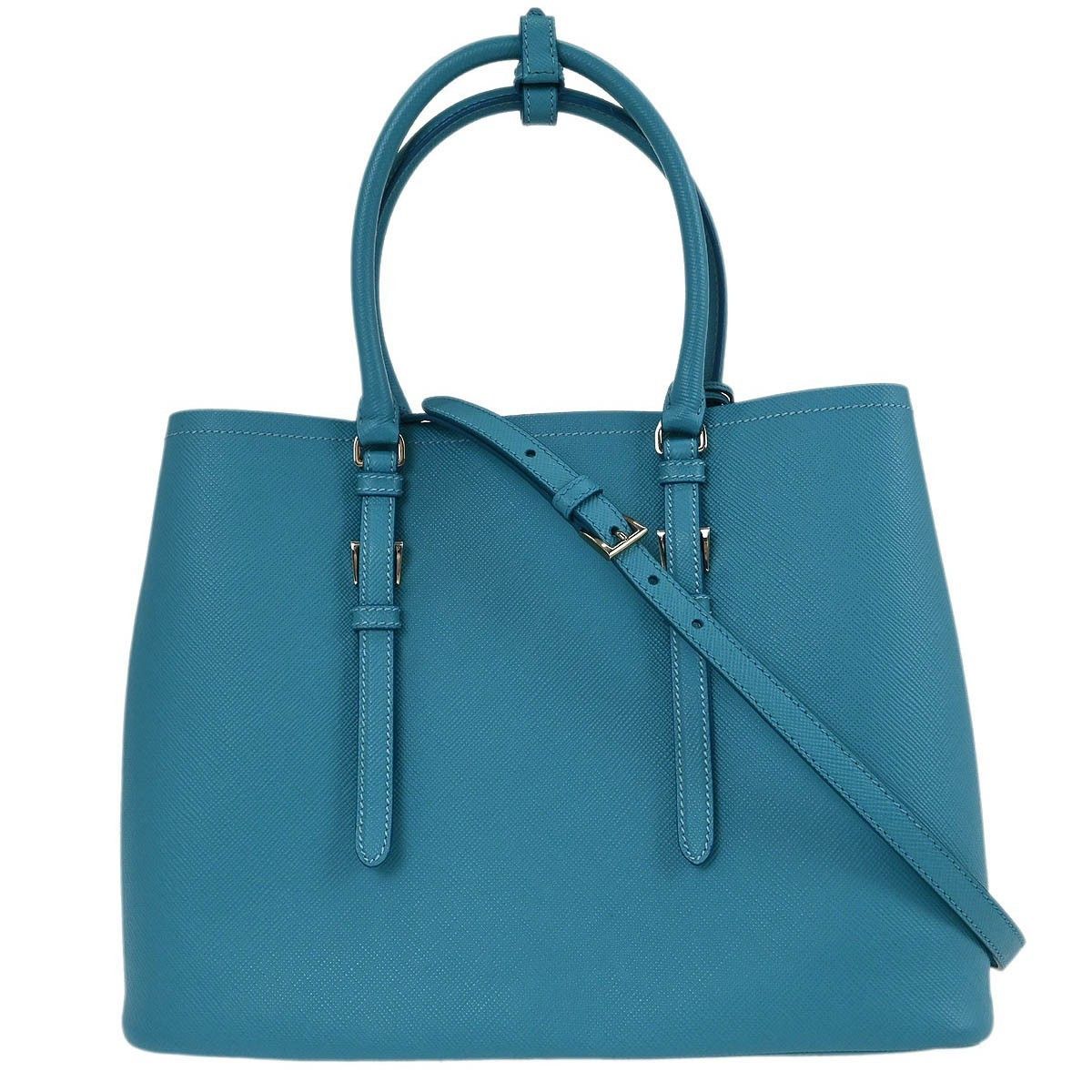 Prada Prada Belted Strap Cuir Double Tote Saffiano Leather Size ONE SIZE - 2 Thumbnail