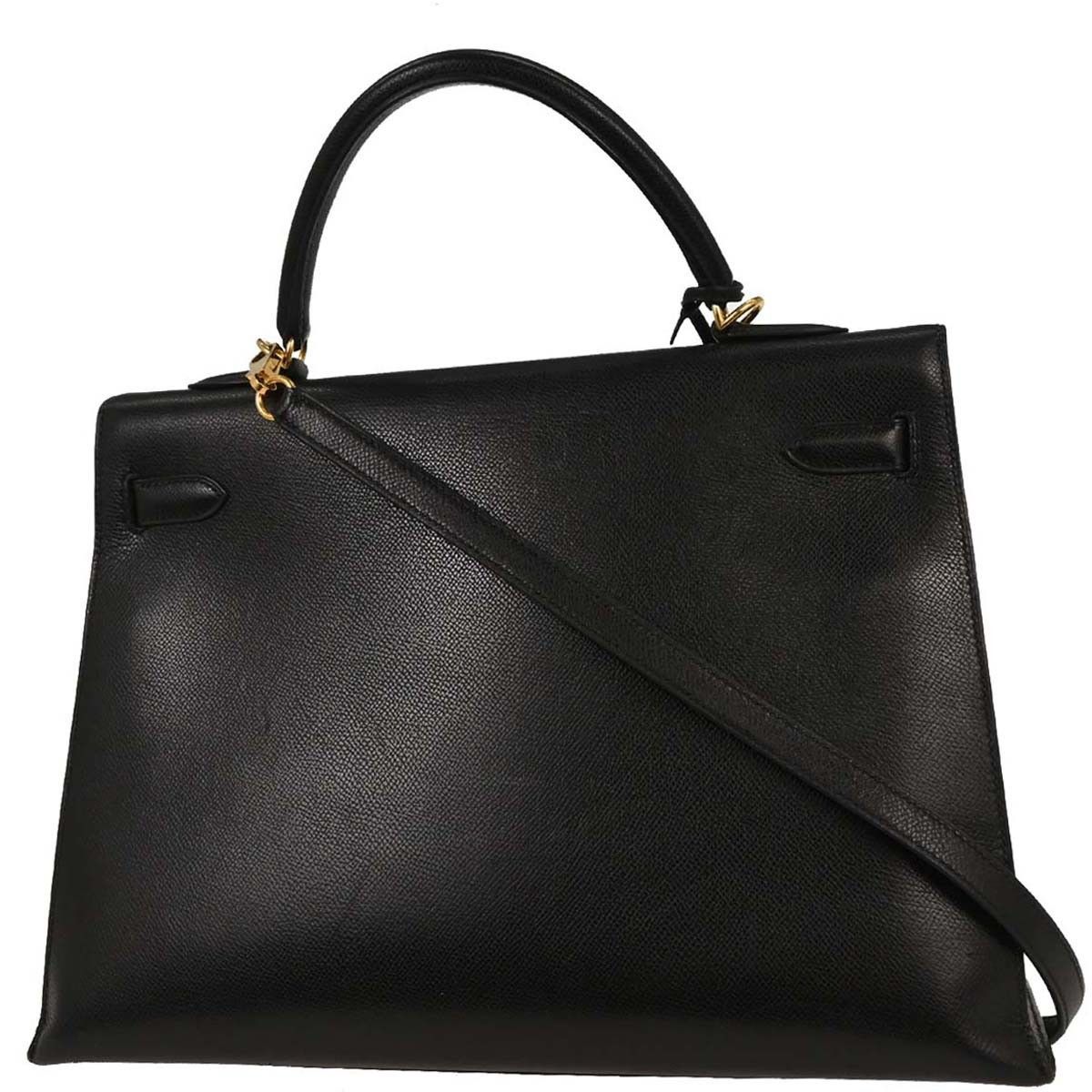 Hermes Hermes Kelly Handbag Black Courchevel with Palladium Hardware Size ONE SIZE - 2 Thumbnail