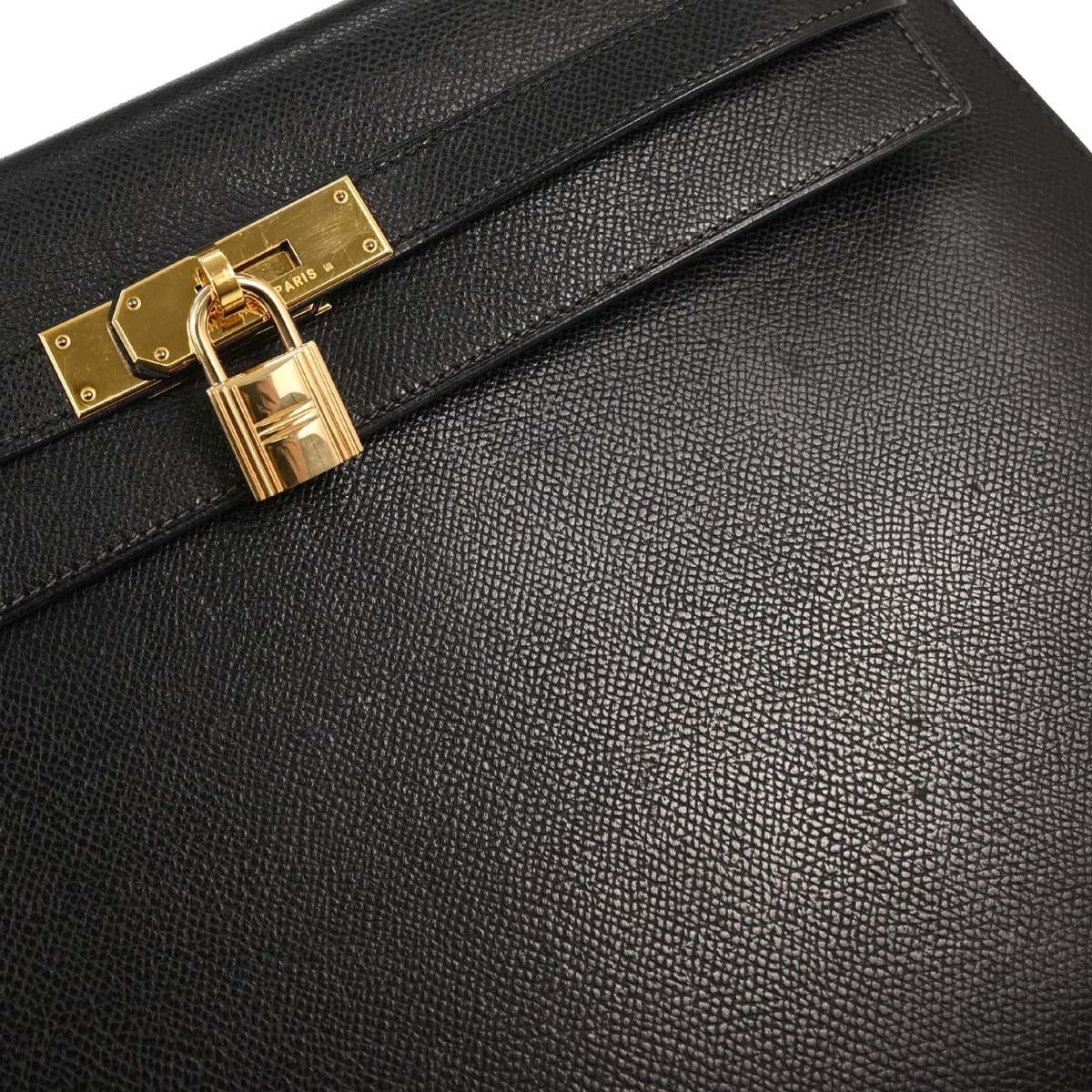 Hermes Hermes Kelly Handbag Black Courchevel with Palladium Hardware Size ONE SIZE - 7 Thumbnail