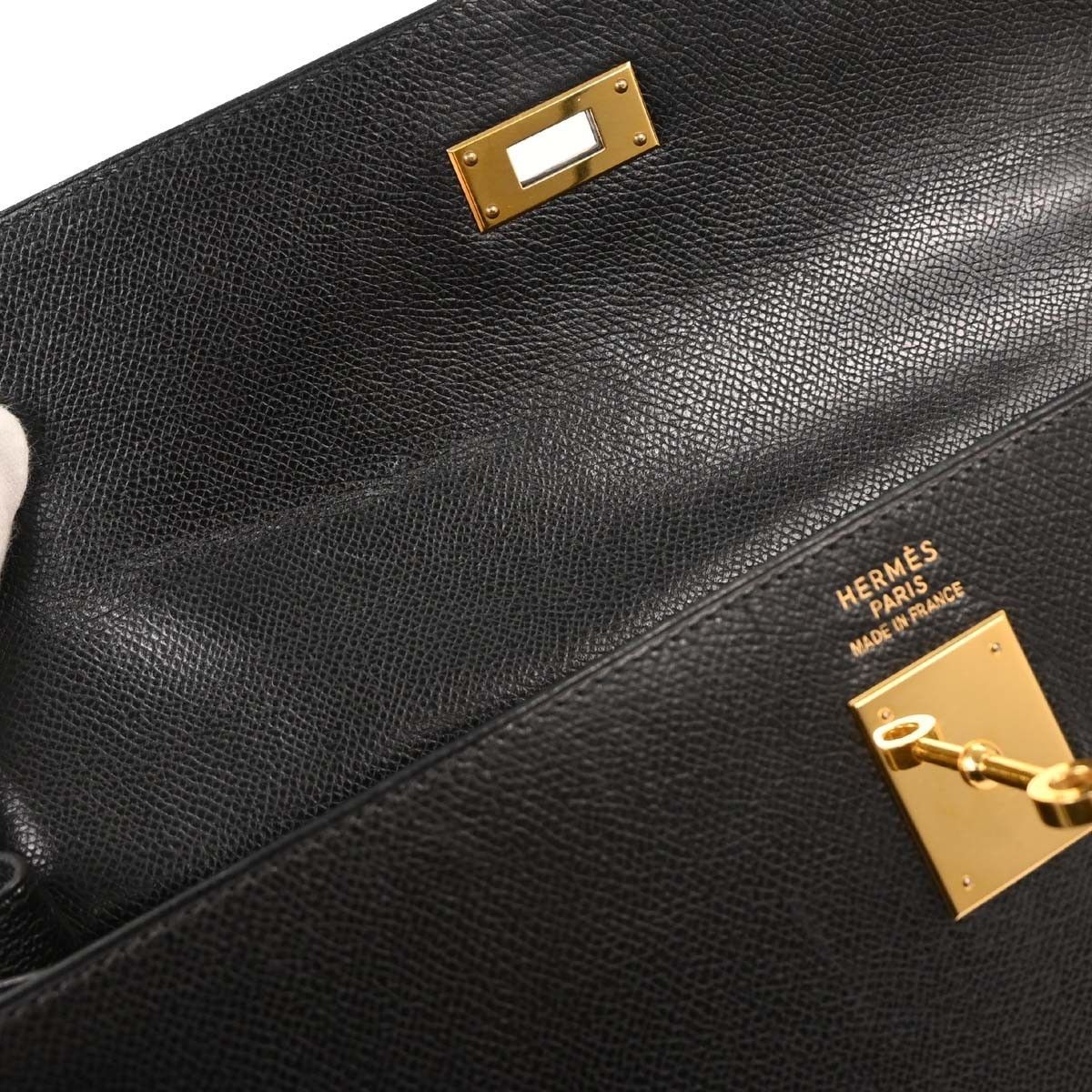 Hermes Hermes Kelly Handbag Black Courchevel with Palladium Hardware Size ONE SIZE - 4 Thumbnail