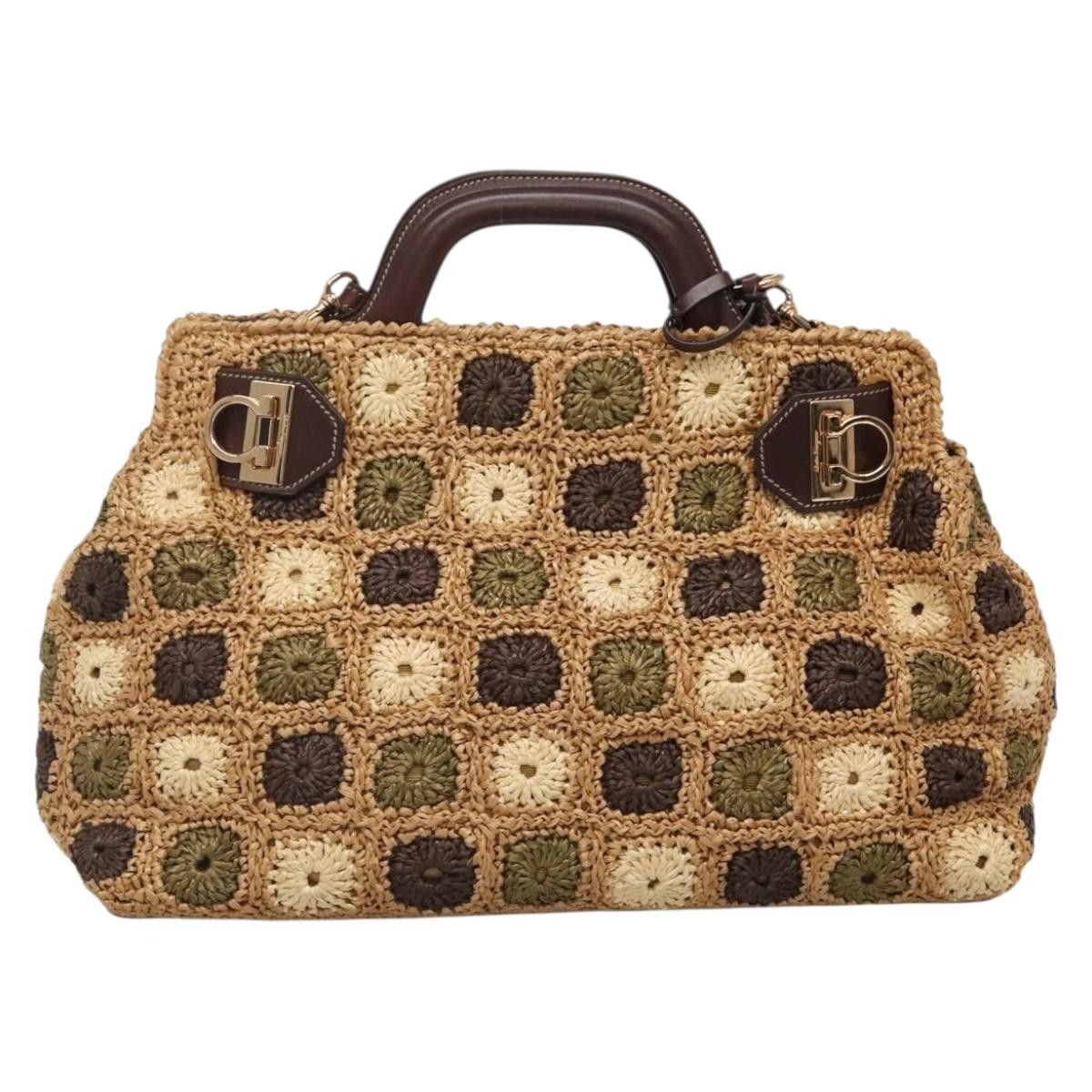 Salvatore Ferragamo Salvatore Ferragamo Soft W Tote RAFFIA Size ONE SIZE - 19 Thumbnail