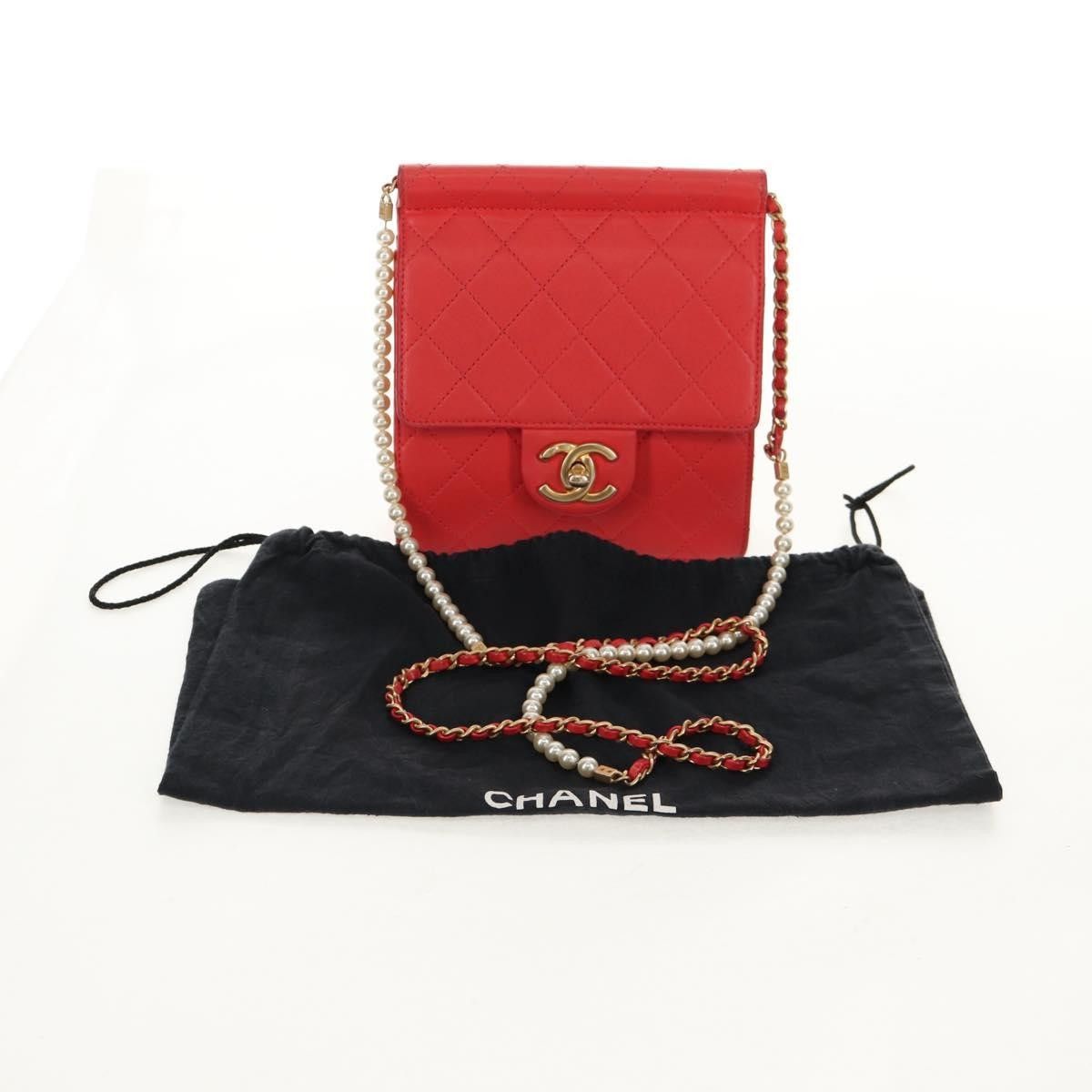 Chanel Chanel Pearl Chain Flap Bag Quilted Lambskin Size ONE SIZE - 16 Thumbnail