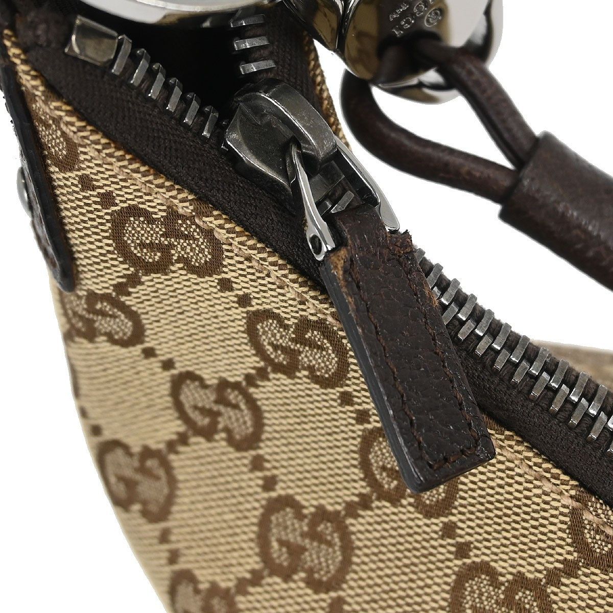 Gucci Gucci Ring Handle Zip Hobo GG Canvas Size ONE SIZE - 9 Thumbnail