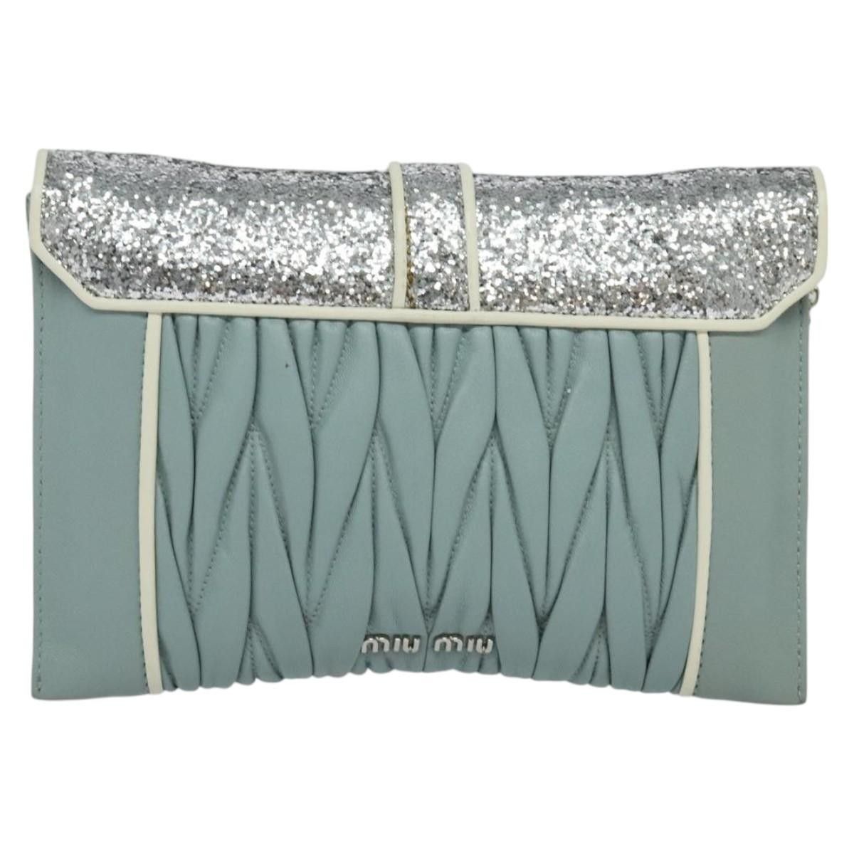 Miu Miu Miu Miu Madras Chain Clutch Matelasse Leather with Glitter Size ONE SIZE - 2 Thumbnail