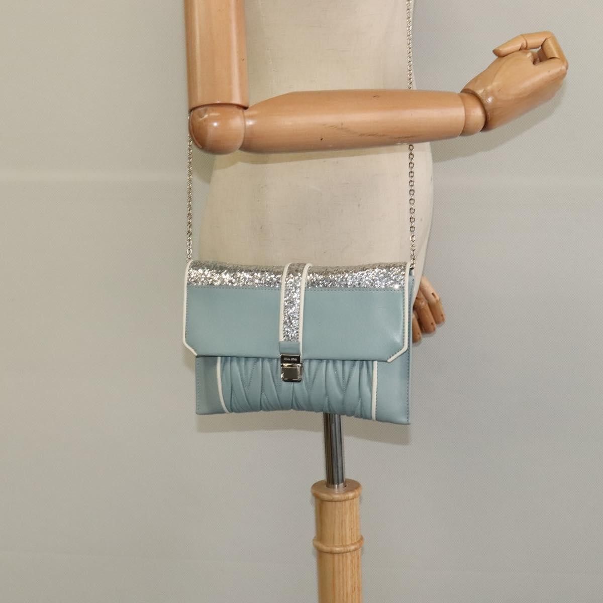 Miu Miu Miu Miu Madras Chain Clutch Matelasse Leather with Glitter Size ONE SIZE - 17 Thumbnail
