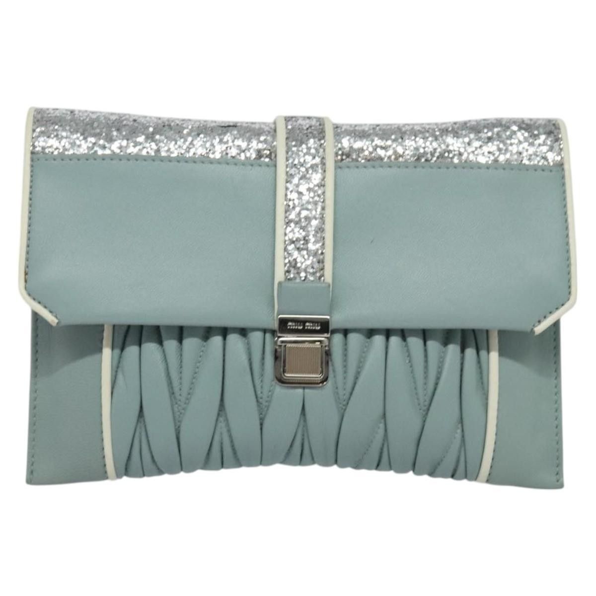 Miu Miu Miu Miu Madras Chain Clutch Matelasse Leather with Glitter Size ONE SIZE - 24 Thumbnail