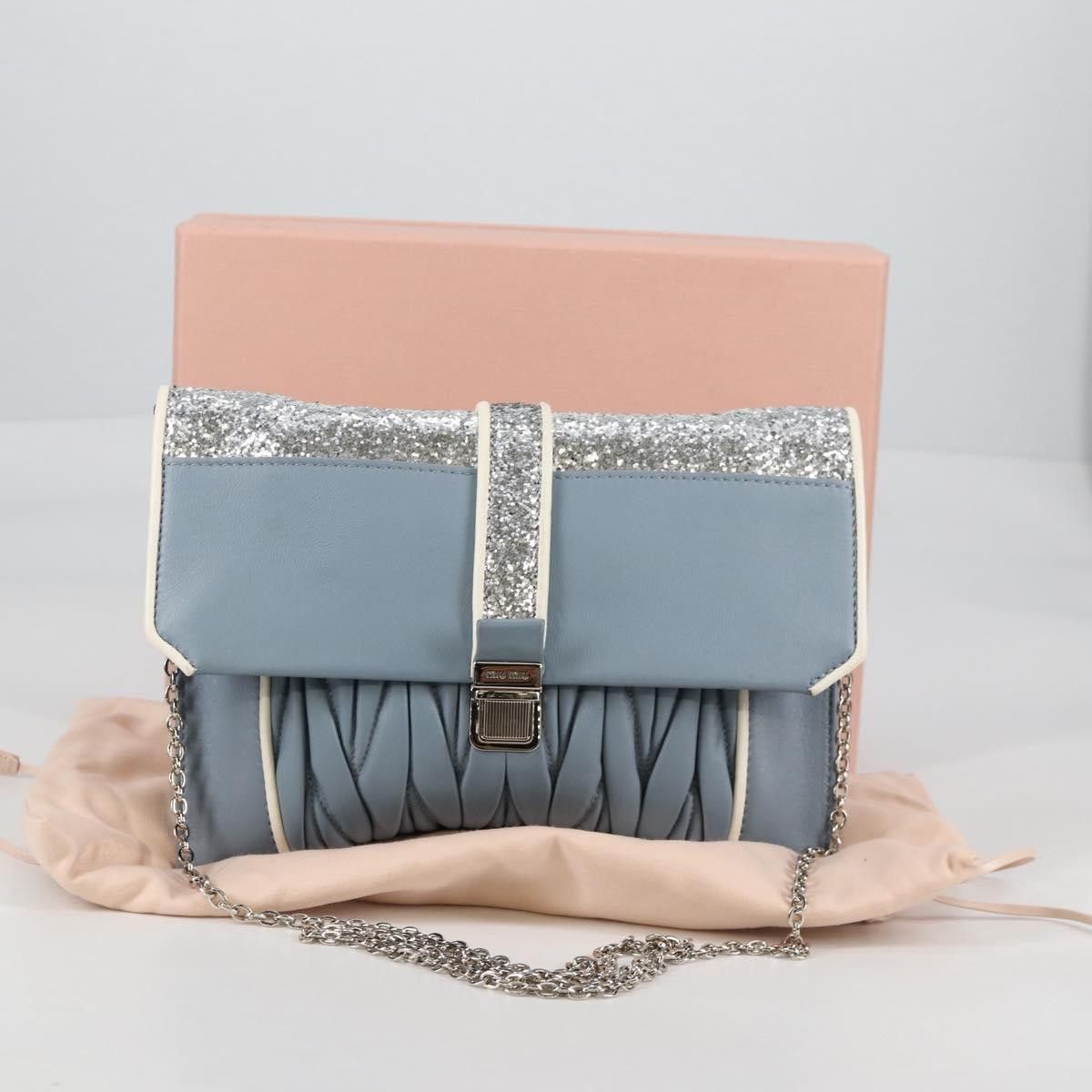 Miu Miu Miu Miu Madras Chain Clutch Matelasse Leather with Glitter Size ONE SIZE - 17 Thumbnail