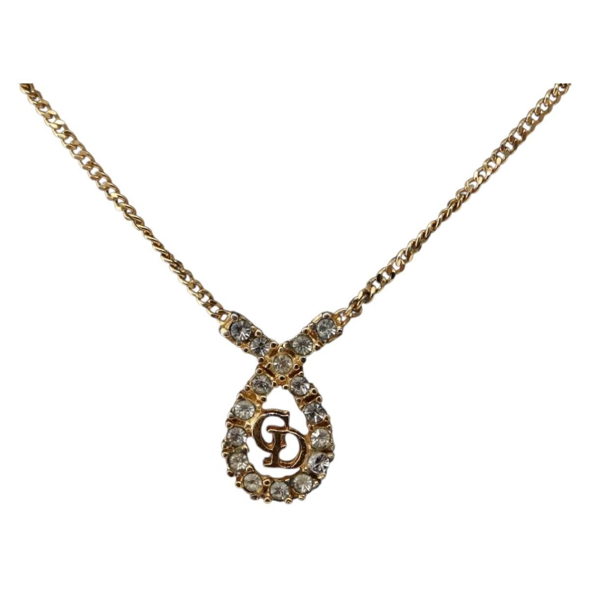 Dior Christian Dior CD Pendant Necklace Metal and Crystals Size ONE SIZE - 3 Thumbnail