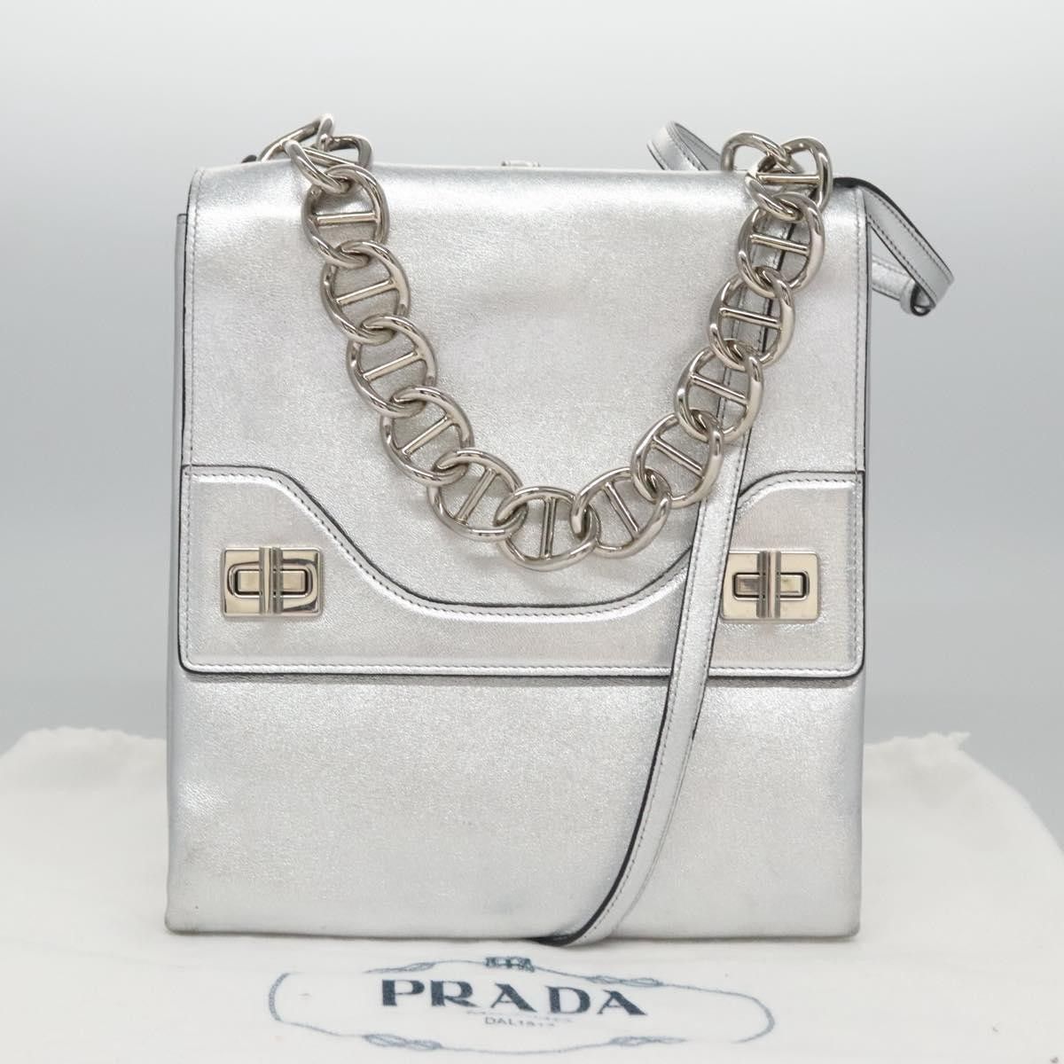 Prada Prada Double Turn Lock Shoulder Bag Leather Size ONE SIZE - 14 Thumbnail