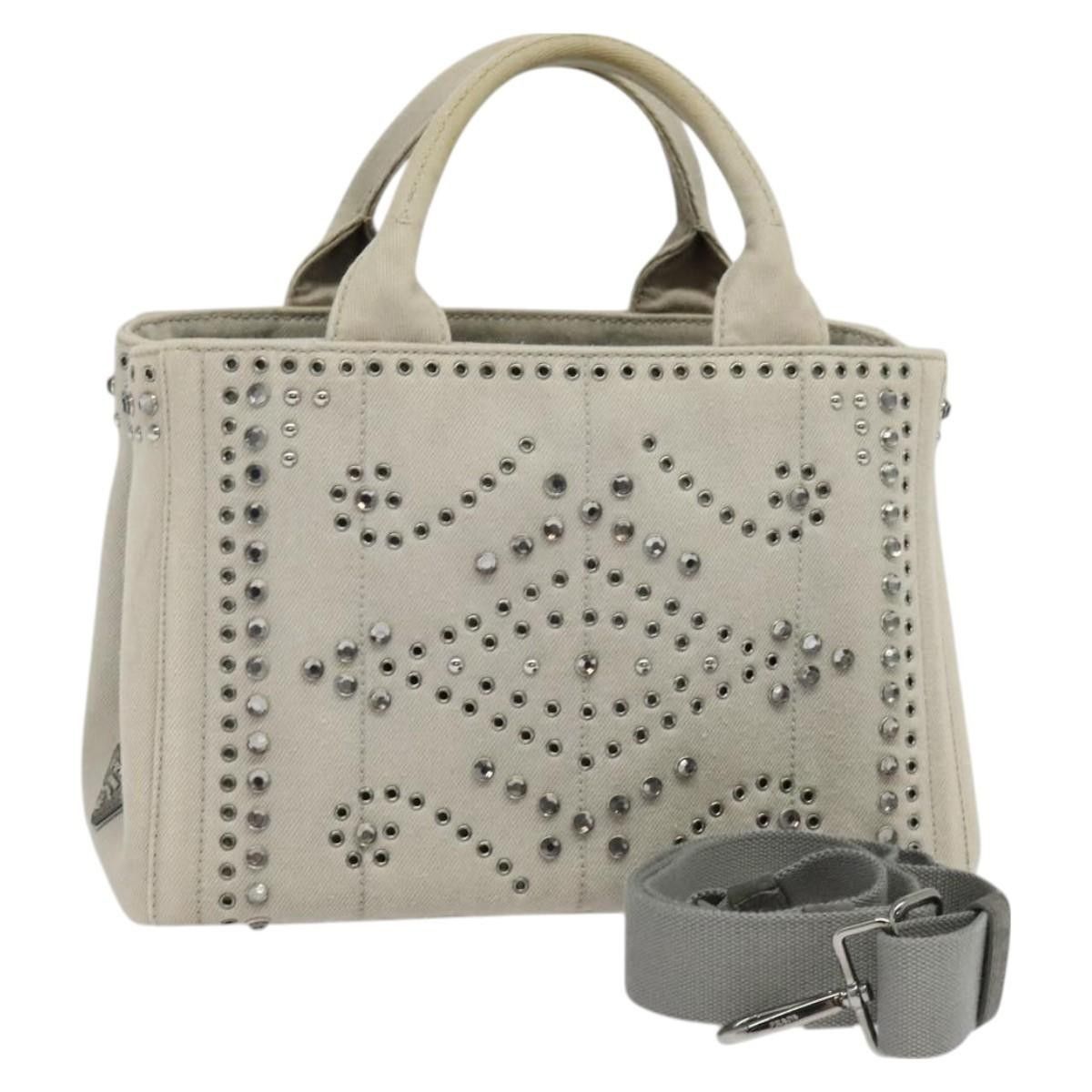 Prada Prada Canapa Convertible Tote Rhinestone Embellished Denim Size ONE SIZE - 13 Thumbnail