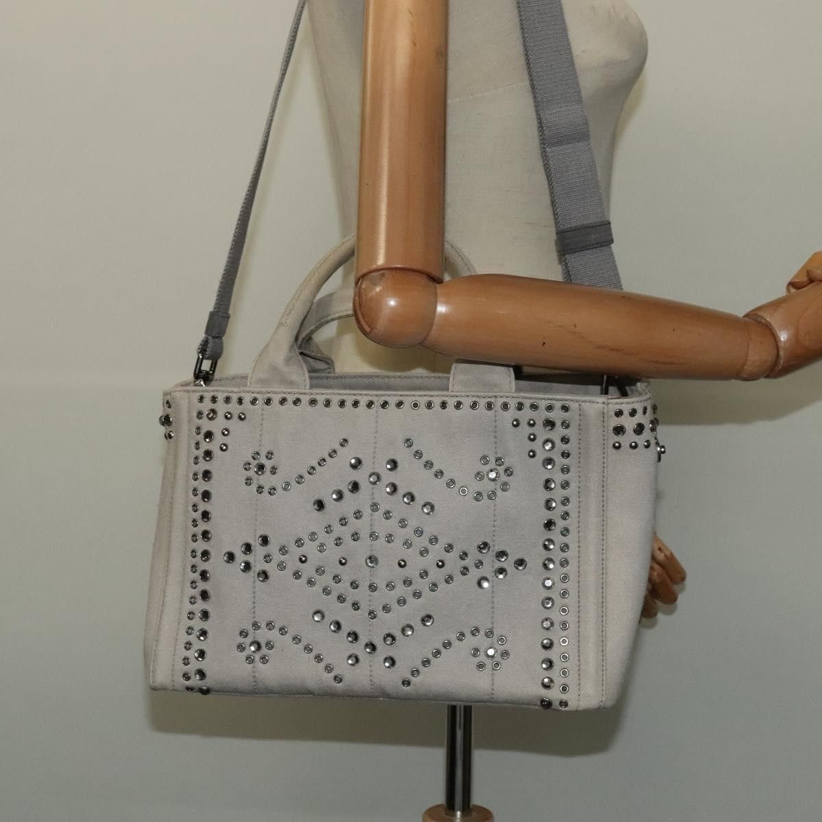 Prada Prada Canapa Convertible Tote Rhinestone Embellished Denim Size ONE SIZE - 14 Thumbnail