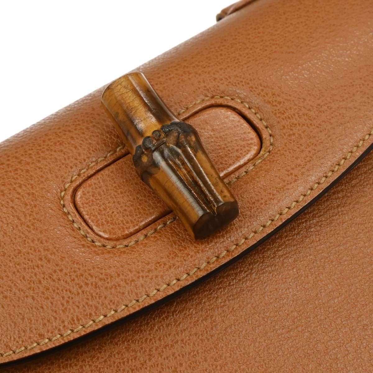 Gucci Gucci Vintage Convertible Bamboo Top Handle Bag Leather Size ONE SIZE - 9 Thumbnail