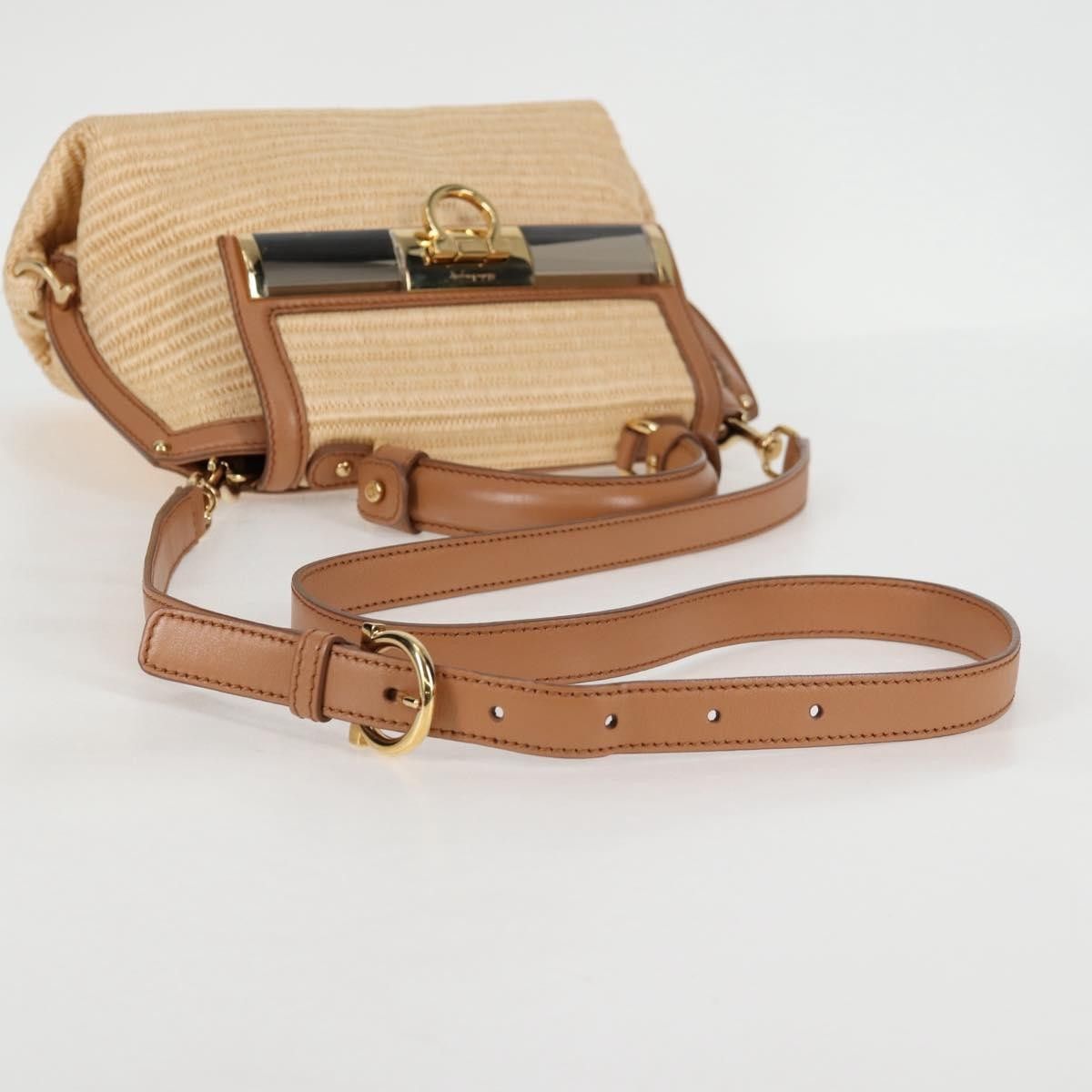 Salvatore Ferragamo Salvatore Ferragamo Sofia Satchel Raffia with Leather Size ONE SIZE - 8 Thumbnail