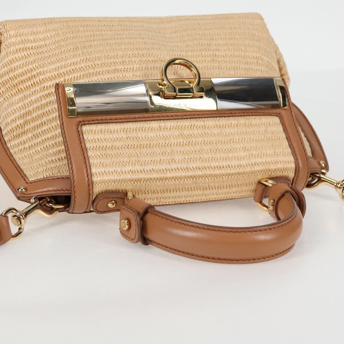 Salvatore Ferragamo Salvatore Ferragamo Sofia Satchel Raffia with Leather Size ONE SIZE - 21 Thumbnail