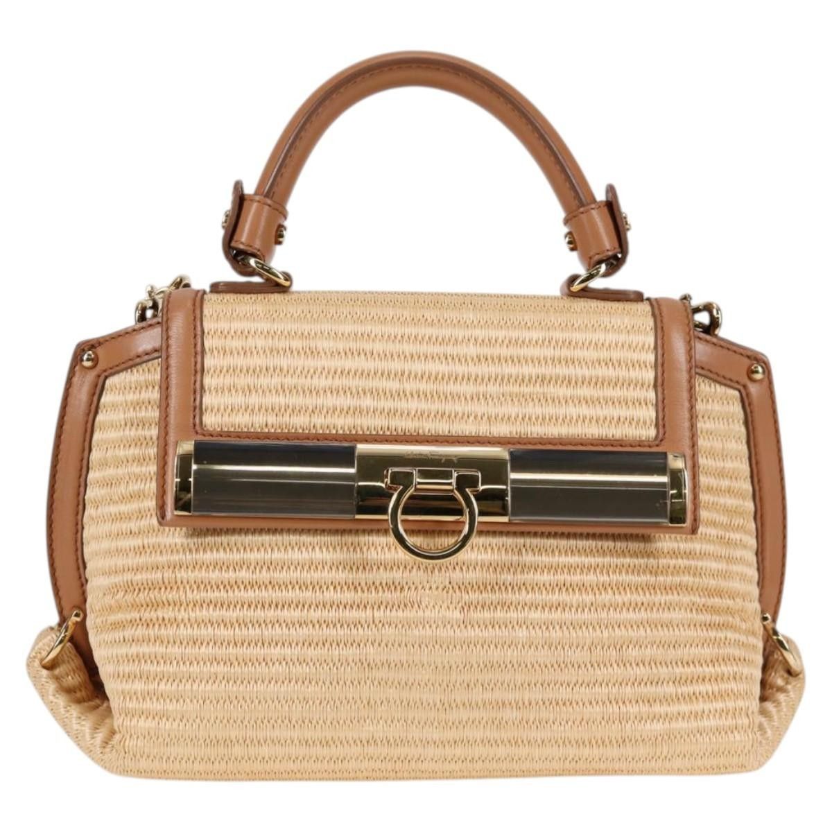 Salvatore Ferragamo Salvatore Ferragamo Sofia Satchel Raffia with Leather Size ONE SIZE - 16 Thumbnail
