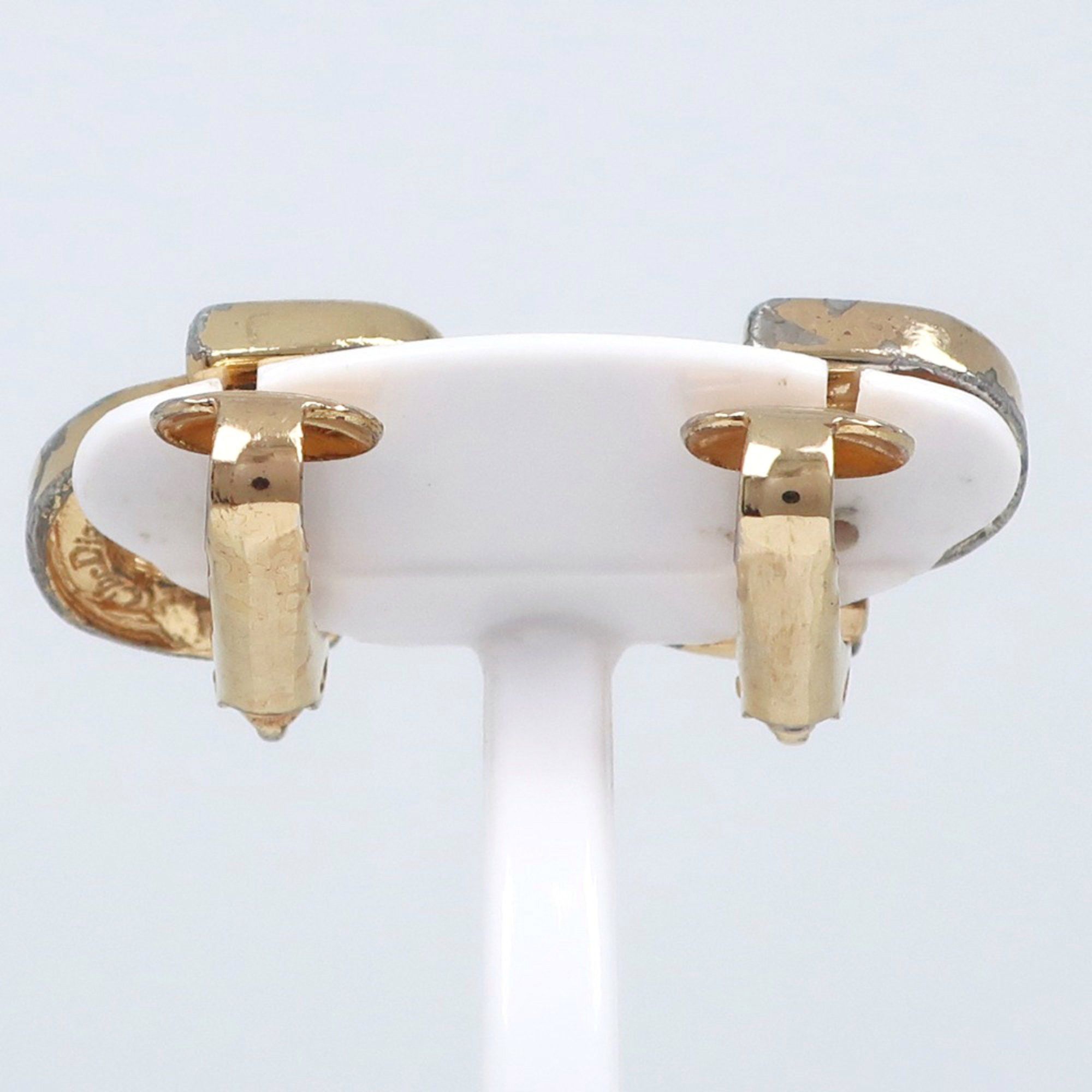 Dior Christian Dior Dior CD logo earrings, gold plated with rhinestones, approximately 5g, logo, for women. Size ONE SIZE - 3 Thumbnail