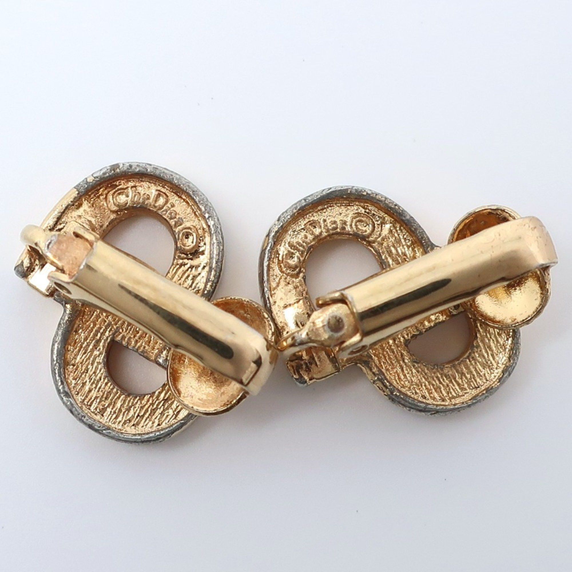 Dior Christian Dior Dior CD logo earrings, gold plated with rhinestones, approximately 5g, logo, for women. Size ONE SIZE - 5 Thumbnail
