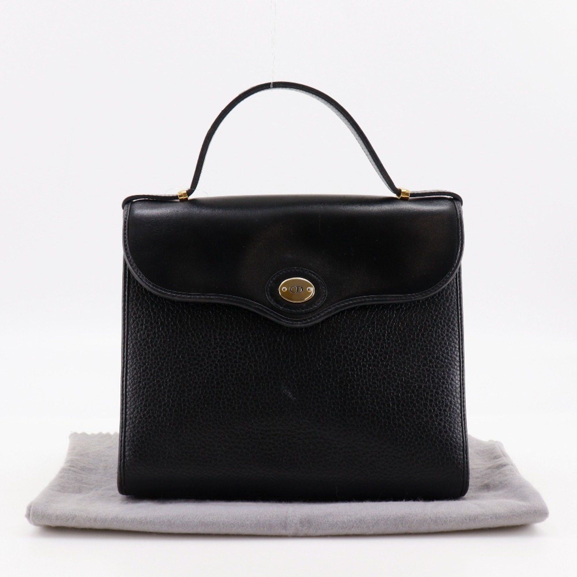 Dior Christian Dior CD logo handbag, vintage, one-handle, calfskin, made in France, black, snap closure, logo, women's. Size ONE SIZE - 14 Thumbnail