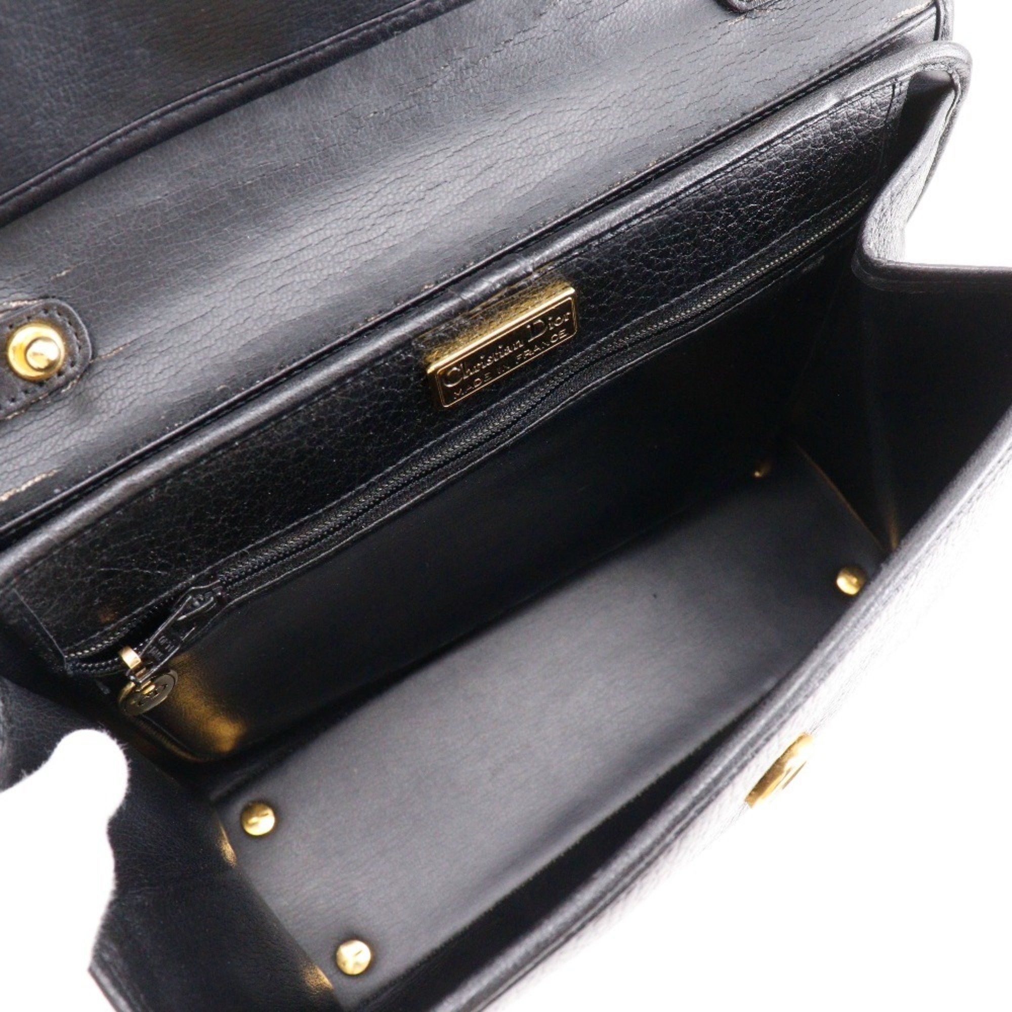 Dior Christian Dior CD logo handbag, vintage, one-handle, calfskin, made in France, black, snap closure, logo, women's. Size ONE SIZE - 6 Thumbnail