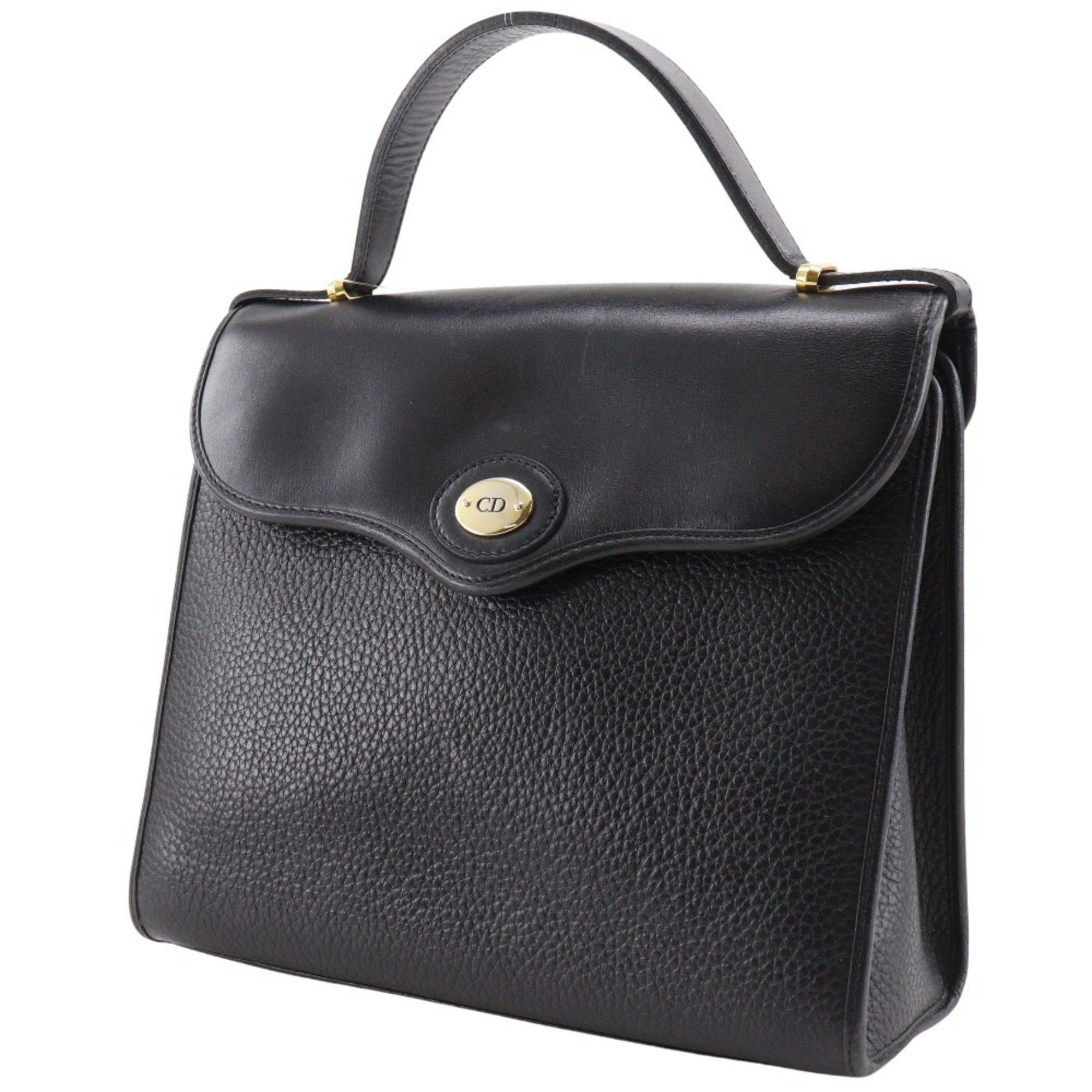 Dior Christian Dior CD logo handbag, vintage, one-handle, calfskin, made in France, black, snap closure, logo, women's. Size ONE SIZE - 2 Thumbnail