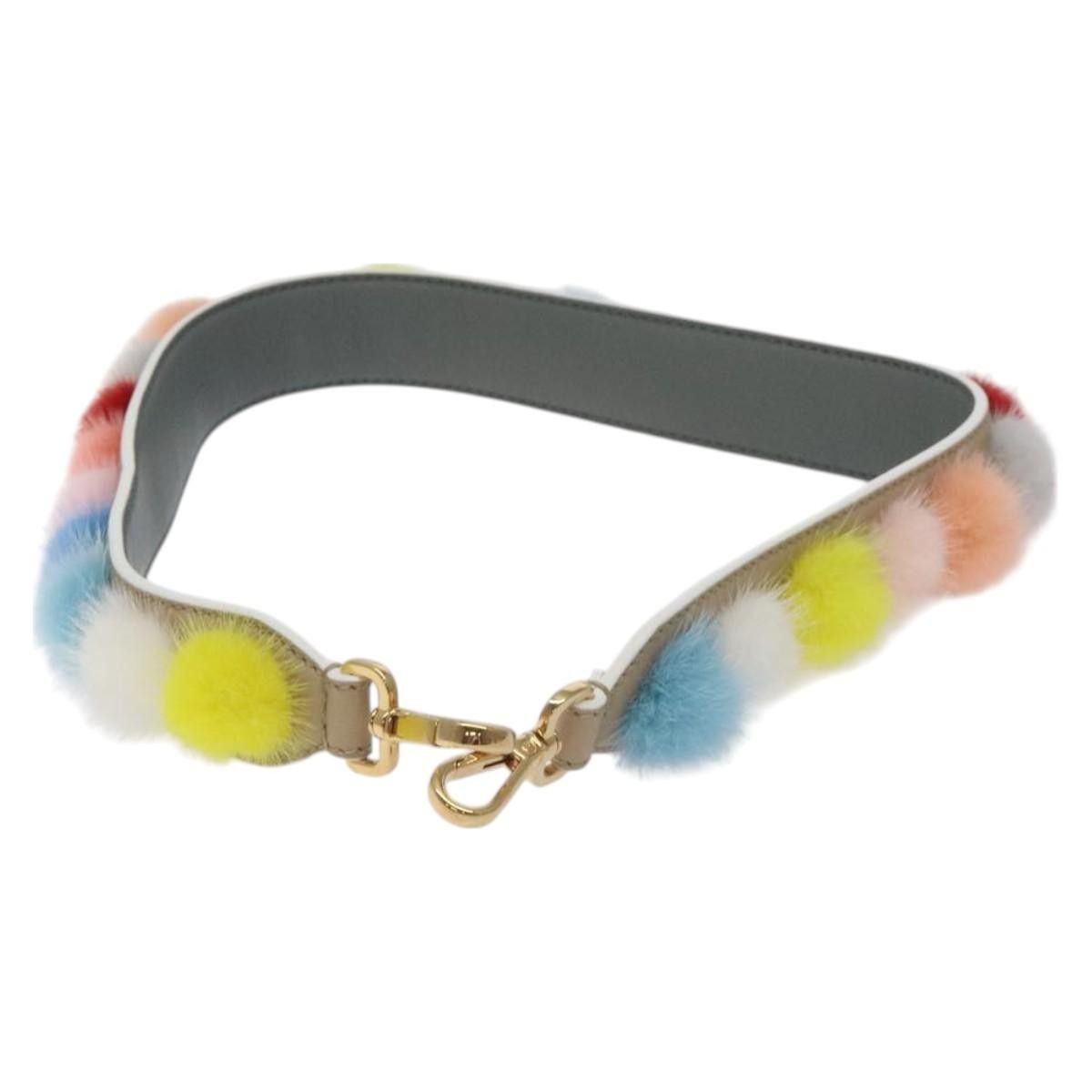 Fendi Pom Pom Strap You Shoulder Strap Leather and Fur